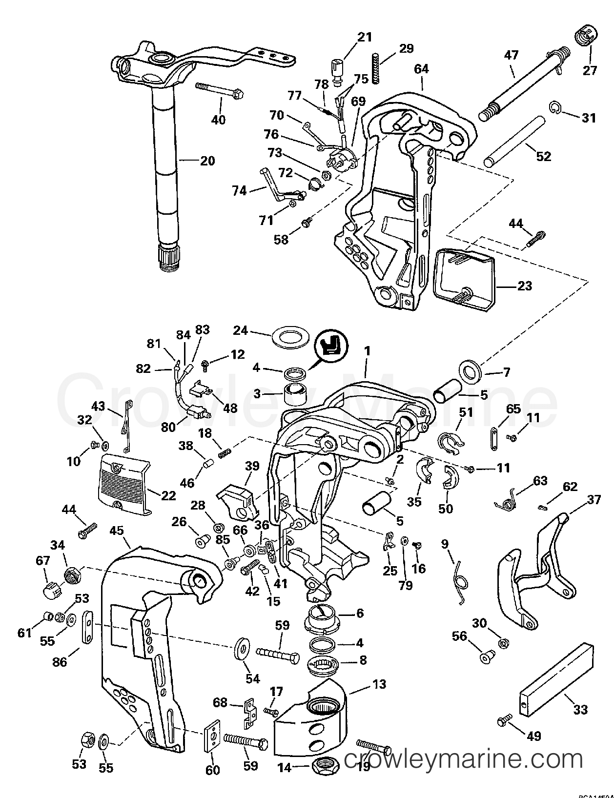 1998 Outboard 100 - J100WQLECS - MIDSECTION