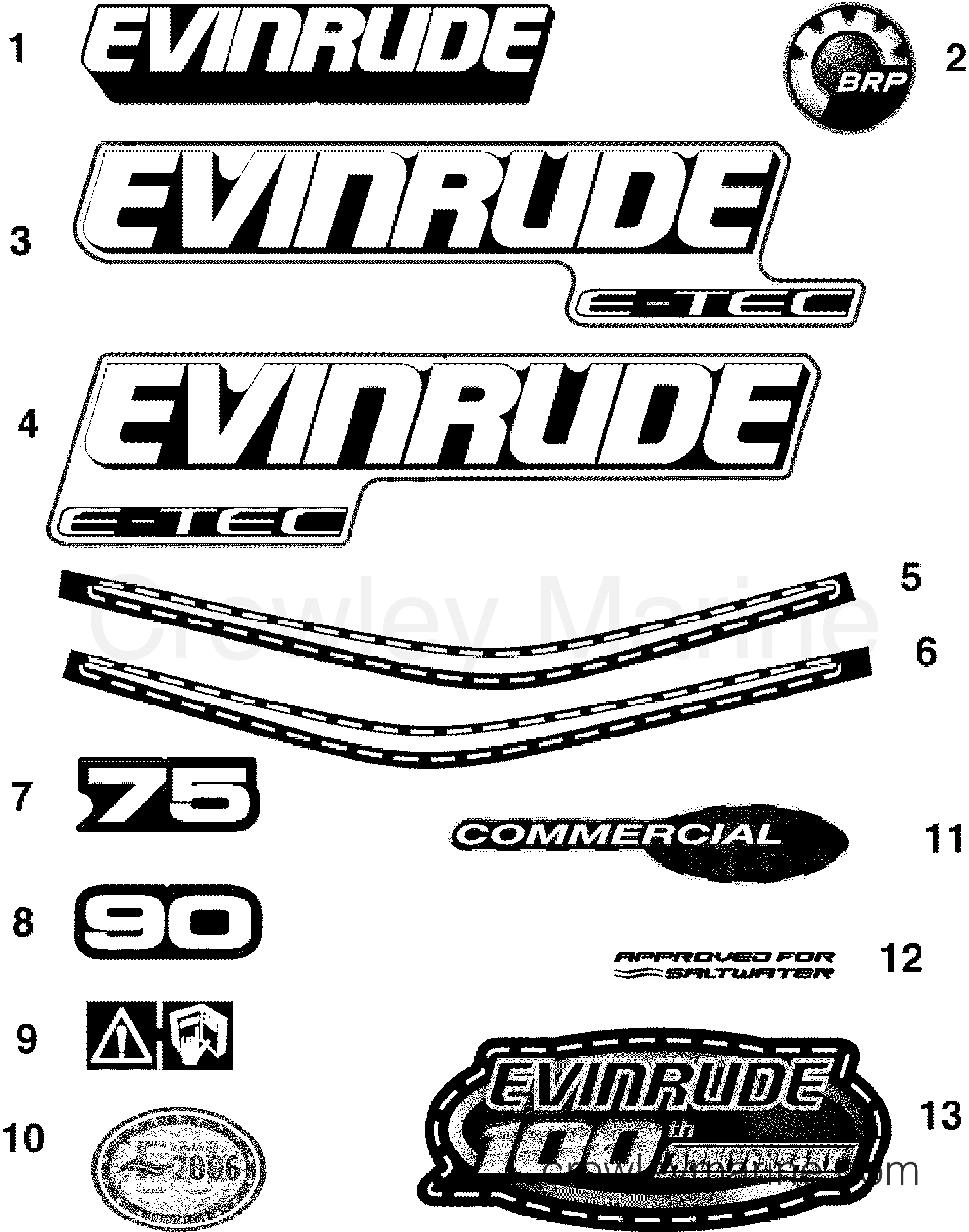 2009 Outboard 90 - E90WDELSEC - DECALS