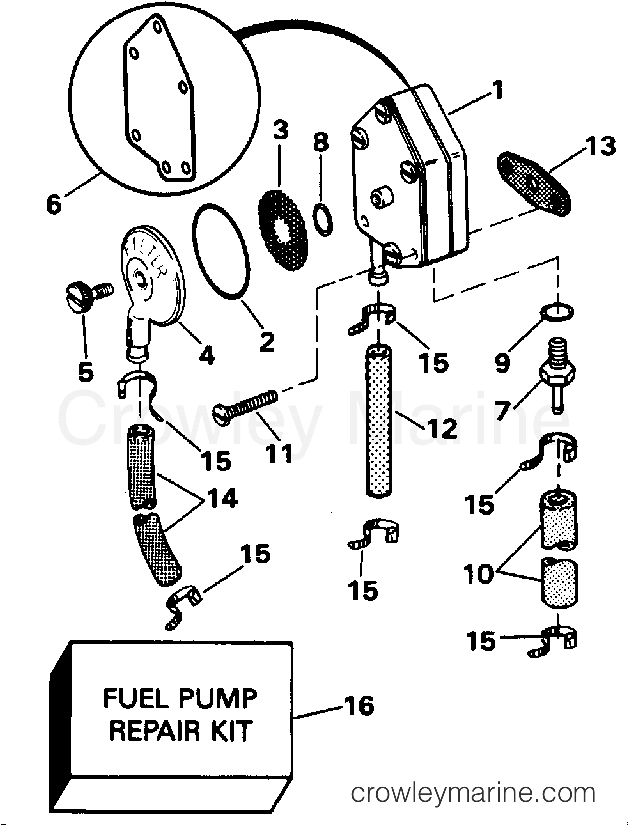 FUEL PUMP 1996 Johnson Outboards 30 J30ELEDE Crowley Marine