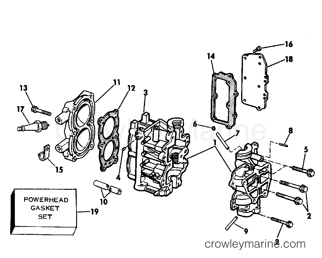 1980 Outboard 4 - E4RLCSS - CYLINDER & CRANKCASE