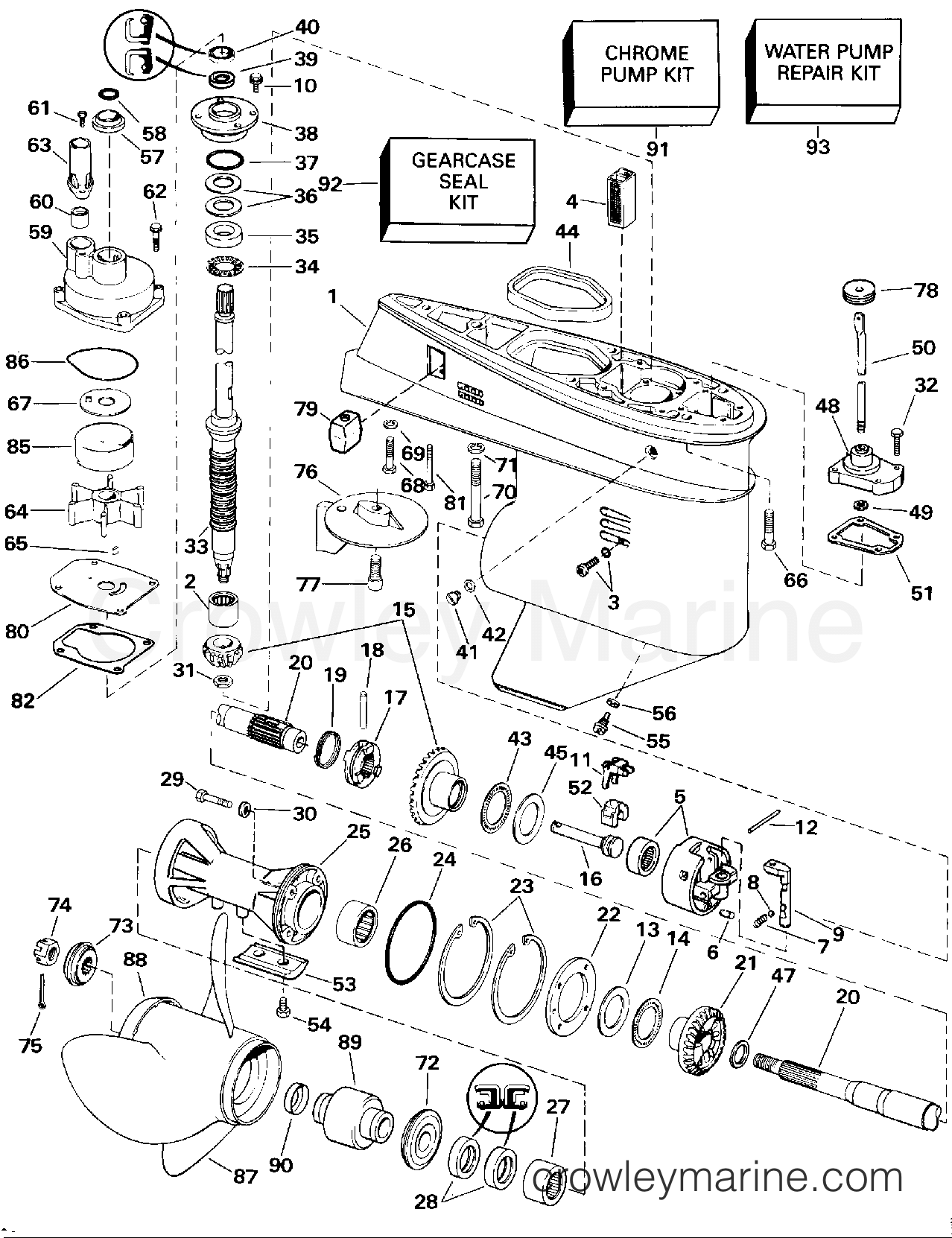 1991 Outboard 60 - J60TTLEIB - GEARCASE