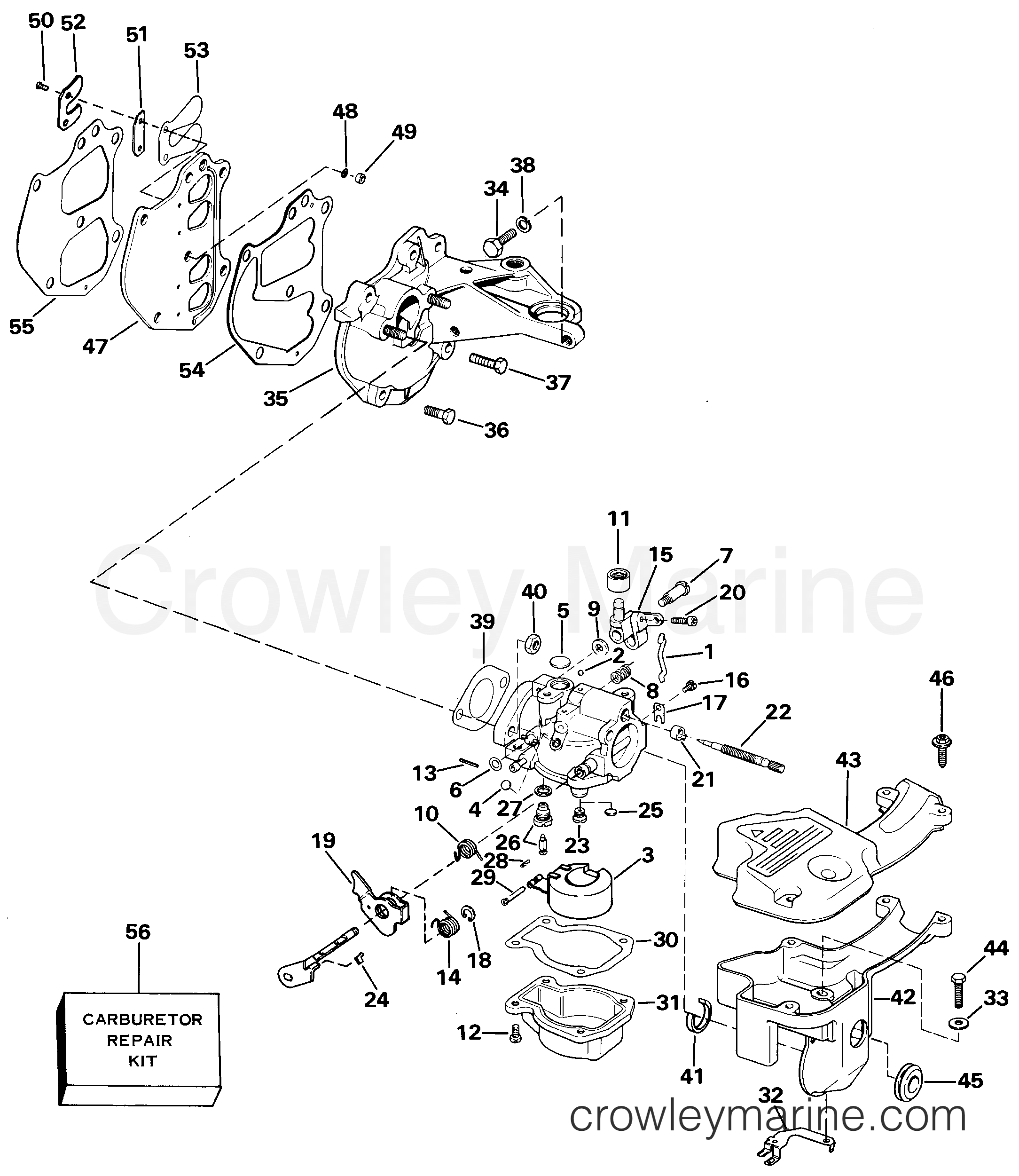 1985 Outboard 9.9 - E10RCOM - CARBURETOR & MANIFOLD