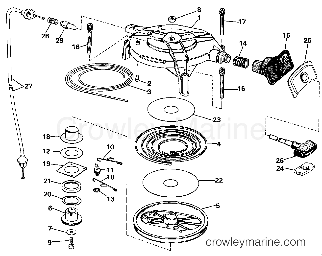 1986 Outboard 30 - J30ECDM - REWIND STARTER