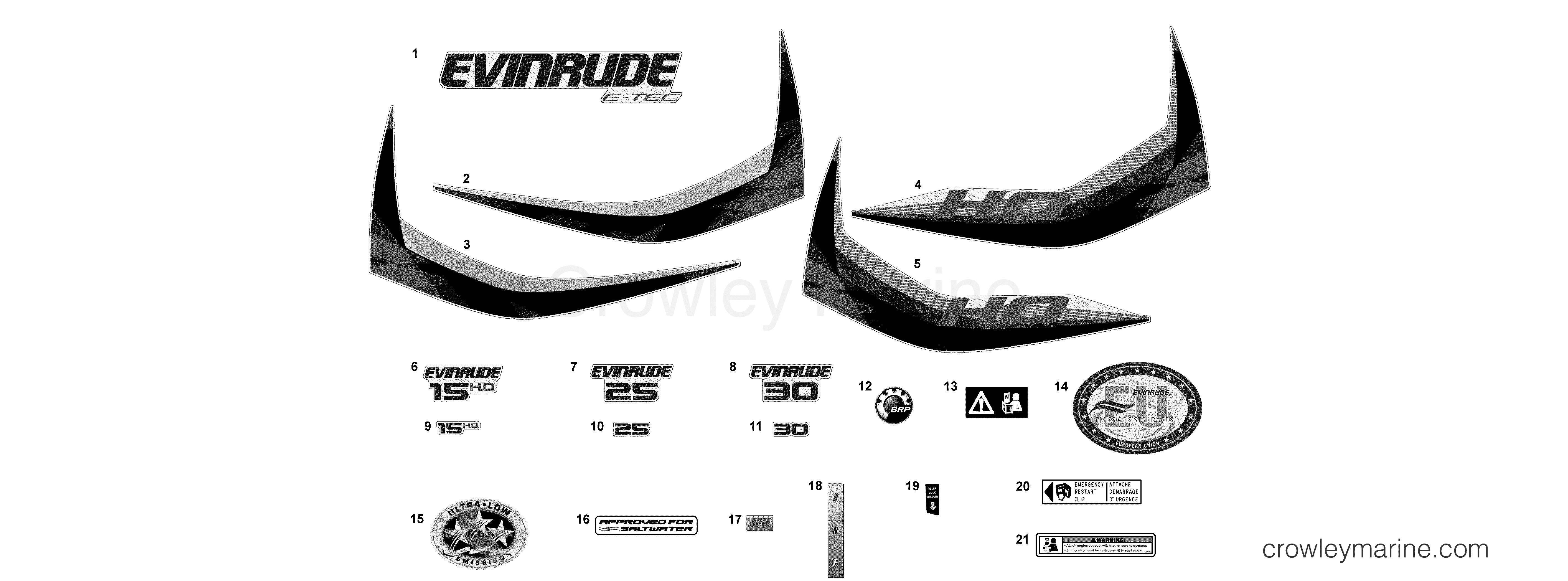 AF Evinrude Outboards 30 - E30DRGLAFB - DECALS