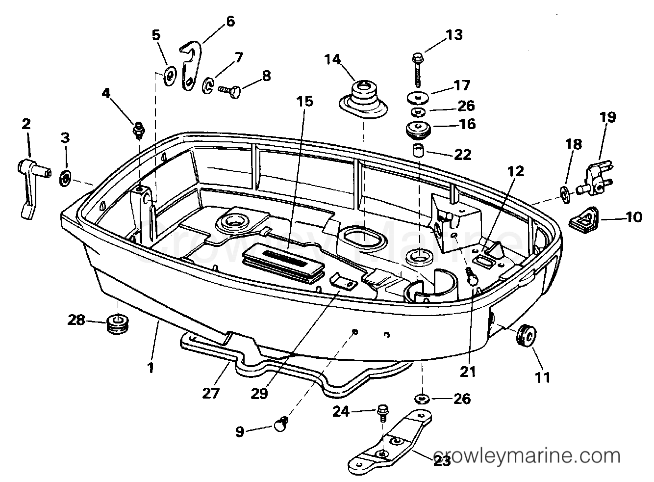 1995 Outboard 25 - J25RWLEOS - LOWER ENGINE COVER