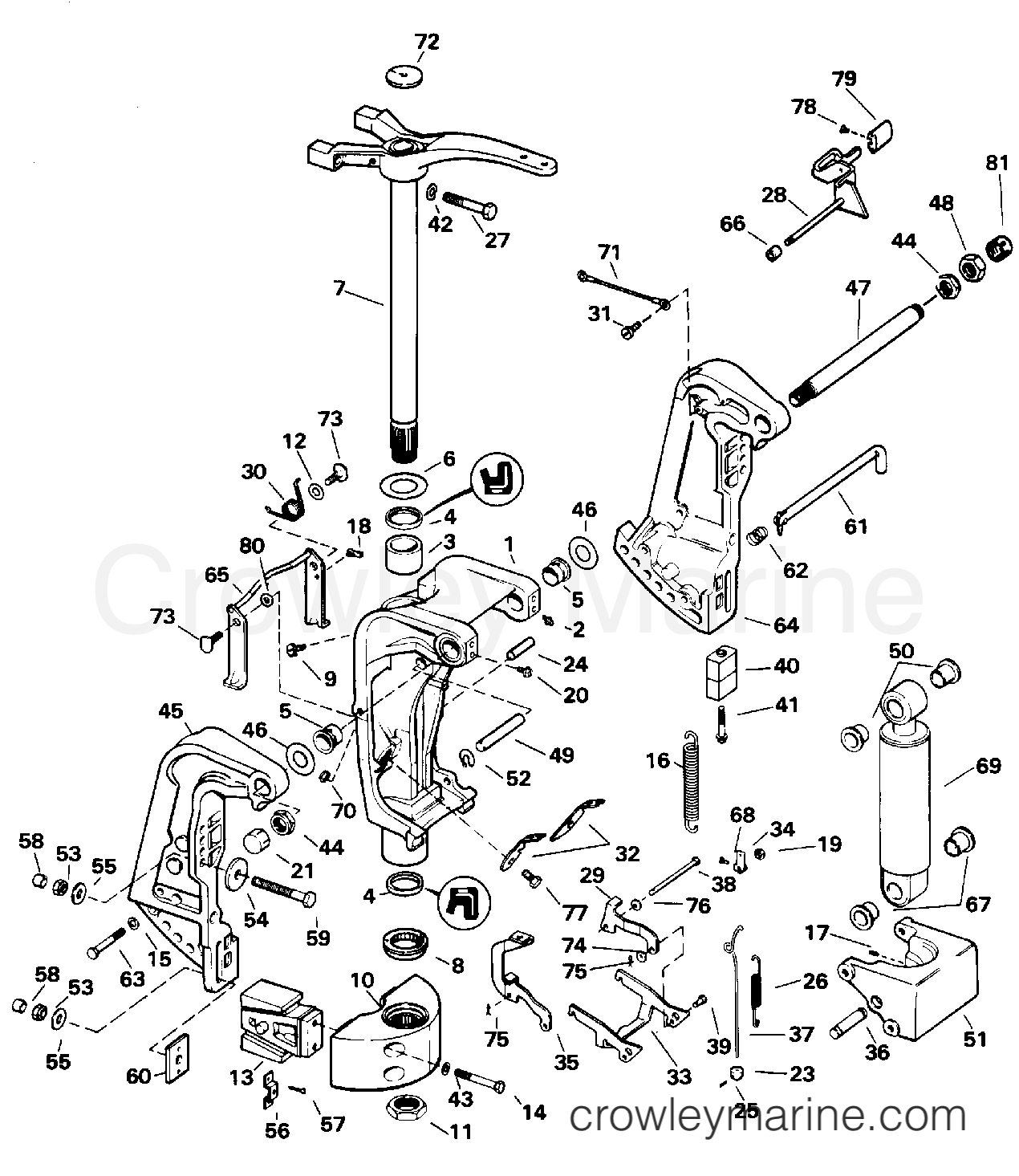 1995 Outboard 90 - E90TLEOR - STERN BRACKET - MANUAL TILT MODELS