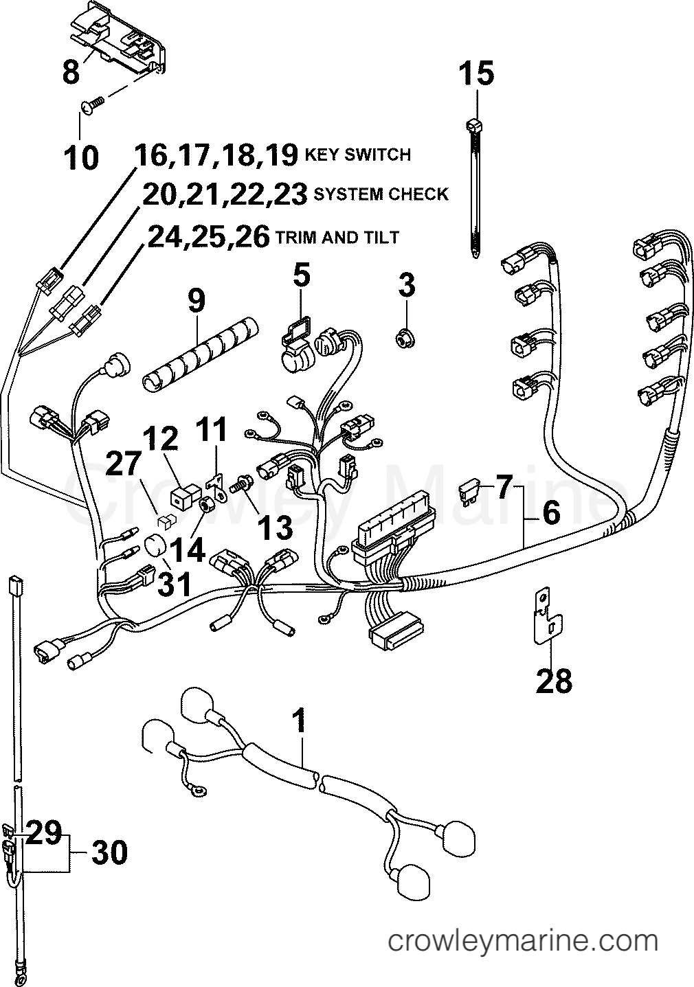2005 Outboard 90 - J90PL4SOR, - ENGINE ELECTRICAL HARNESS