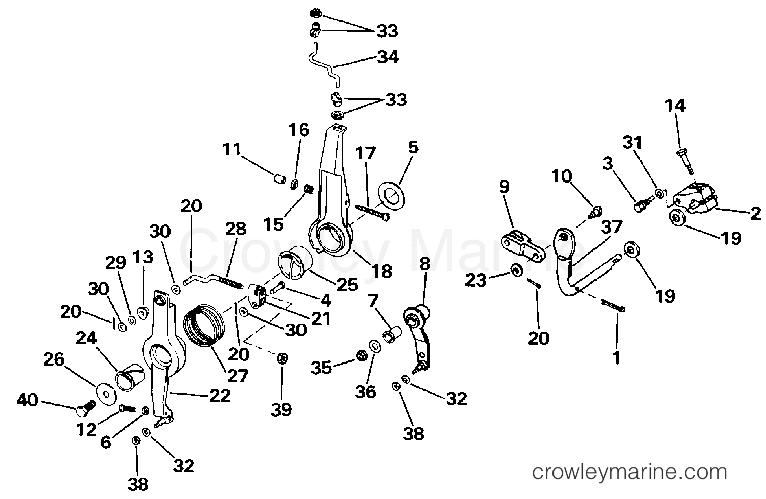 THROTTLE & SHIFT LINKAGE 1986 Outboard 150 E150TLCDC Crowley Marine