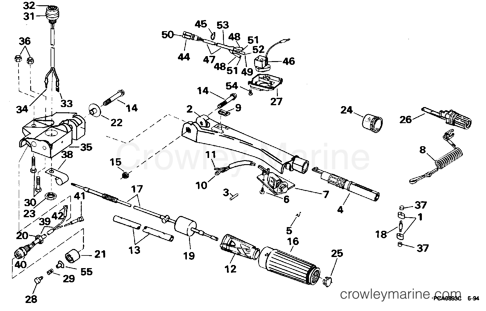1995 Outboard 40 - J40TTLEOD - STEERING AND SHIFT HANDLE