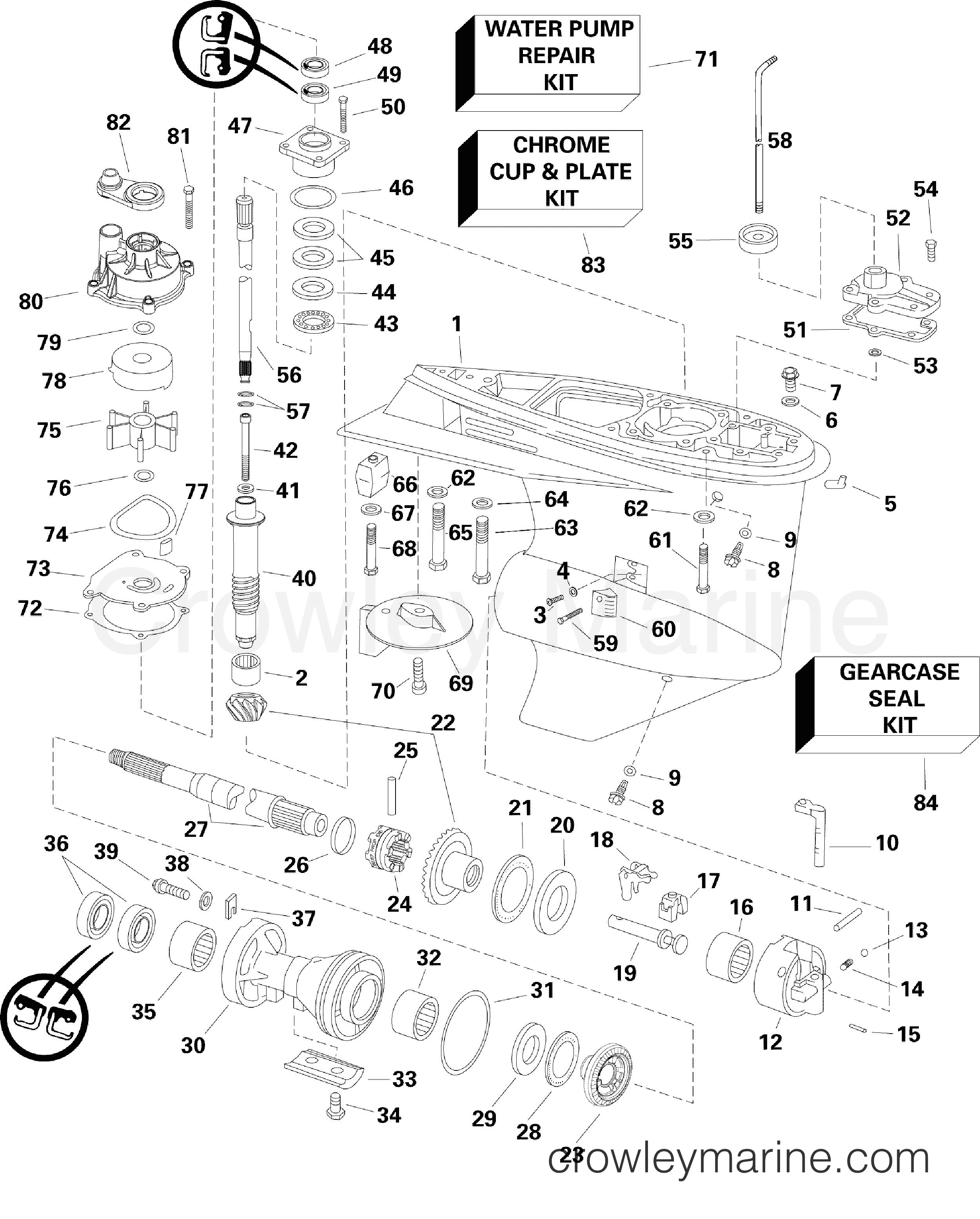 2012 Evinrude Outboards 130 - E130DPLINA GEARCASE, S2-TYPE section