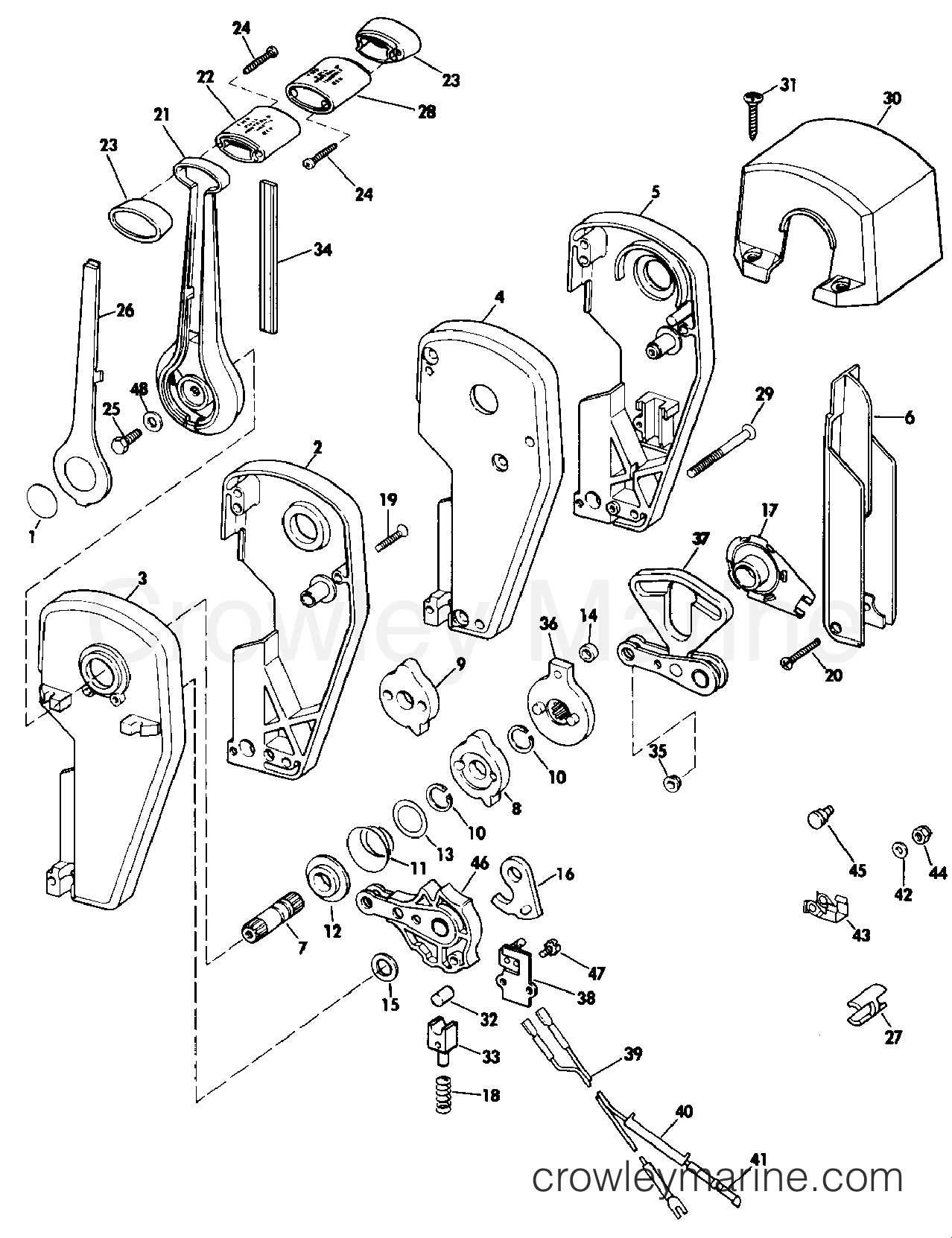1986 Rigging Accessories - Remote Controls - REMOTE CONTROL ASSEMBLY - BINNACLE MOUNT, DUAL LEVER