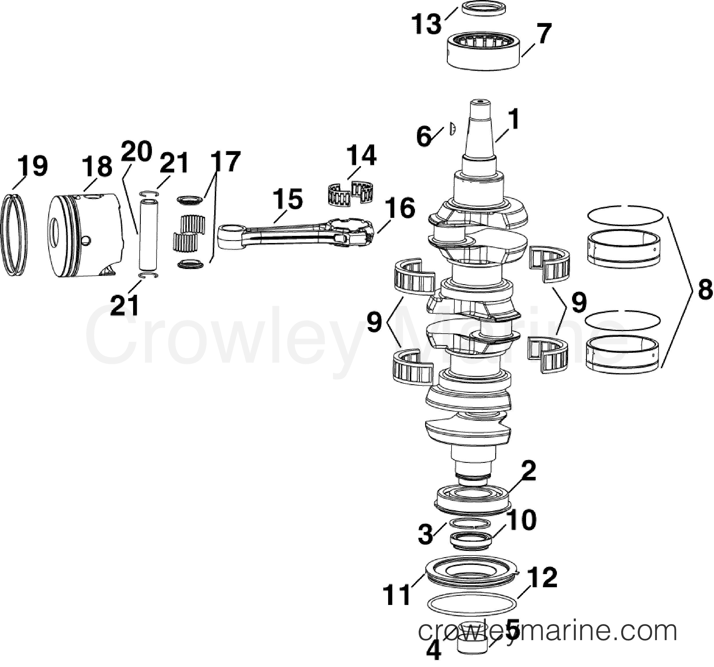 AA Outboard 90 - E90DPXAAA - CRANKSHAFT & PISTONS