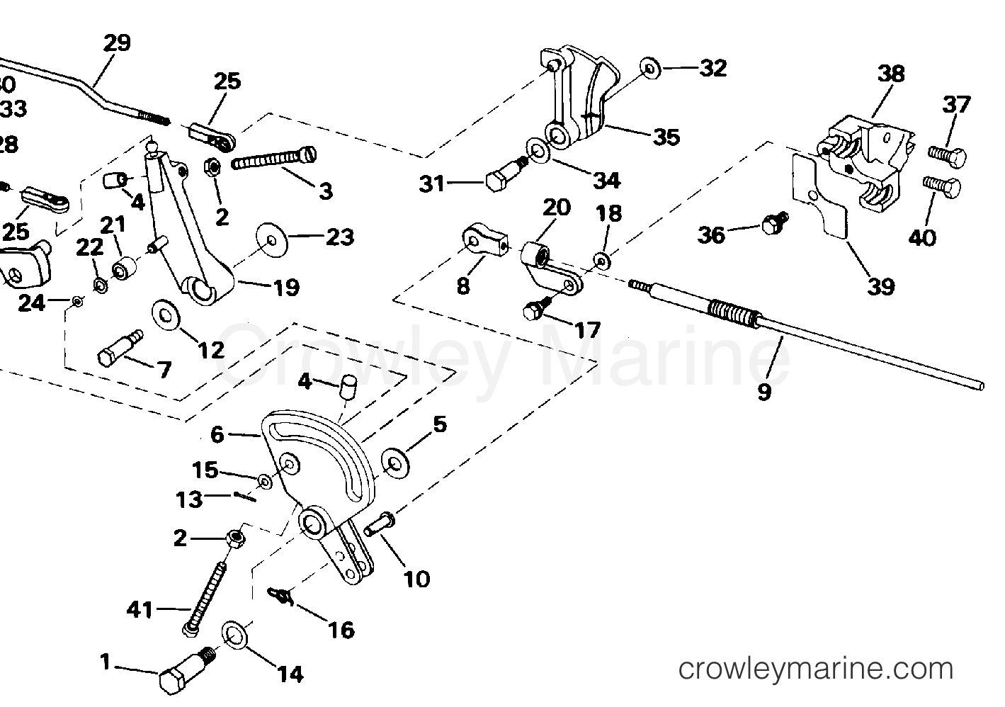1996 Outboard 28 - J40JREDC - SHIFT & THROTTLE LINKAGE