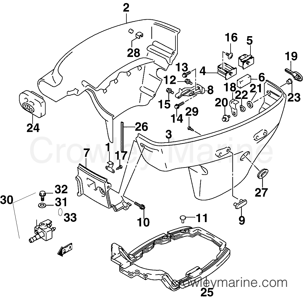 2007 Outboard 30 - J30PL4SUA - LOWER ENGINE COVER