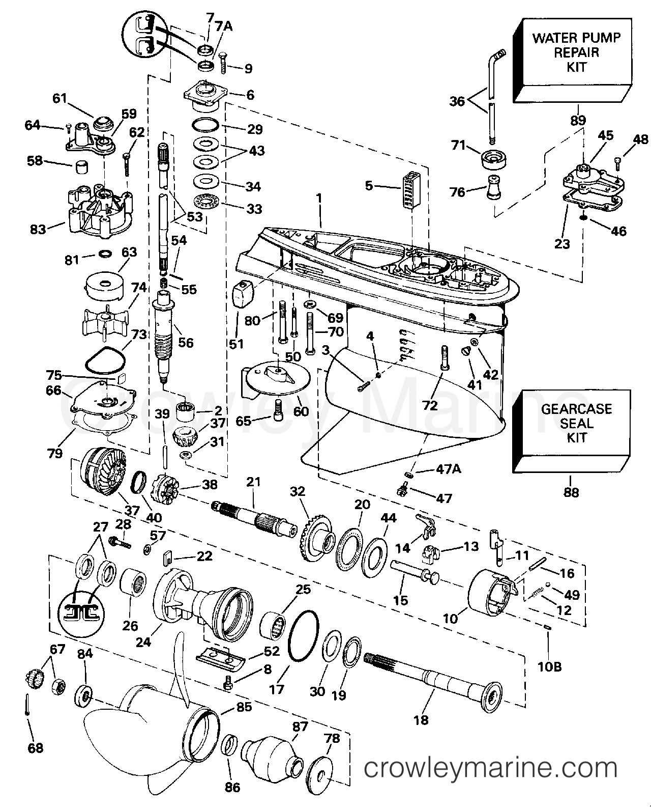 GEARCASE COUNTER ROTATION 1992 Outboard 200 VE200SLENS Crowley Marine