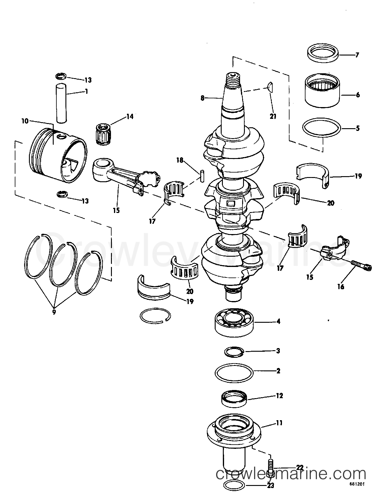 1968 Johnson Outboards 55 - TR-10S - CRANKSHAFT GROUP section