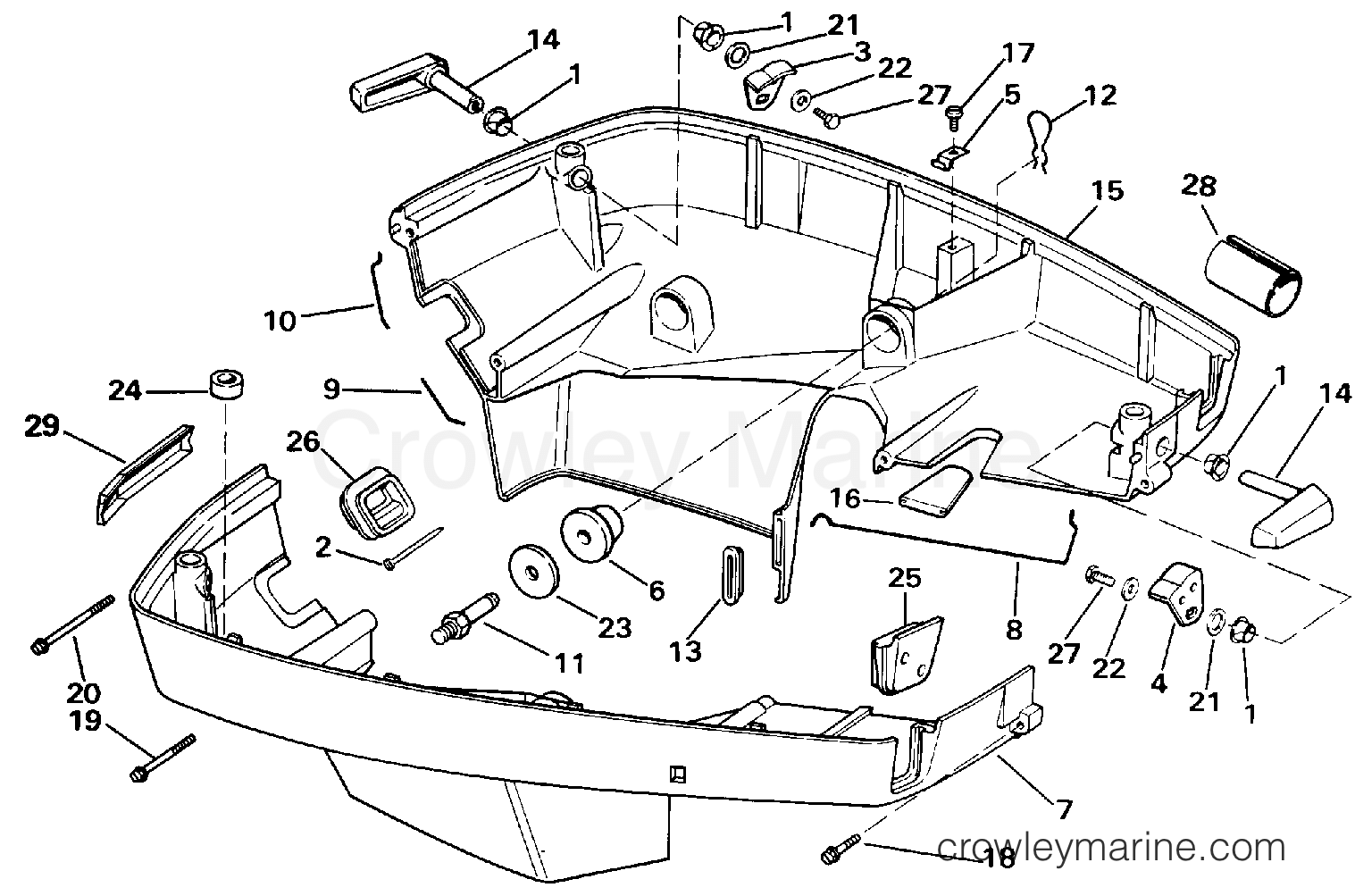 1992 Outboard 120 - J120TXEND - LOWER ENGINE COVER