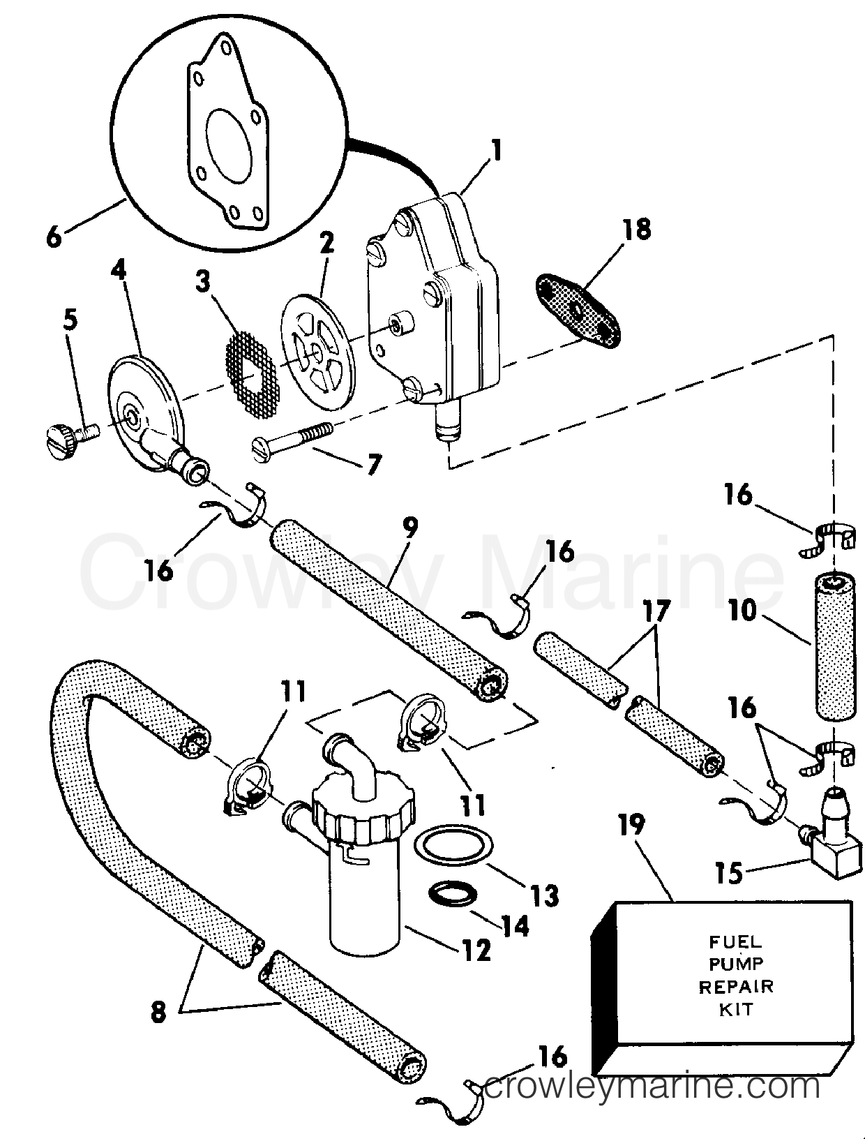 FUEL PUMP 1986 Johnson Outboards 25 J25RWCDC Crowley Marine