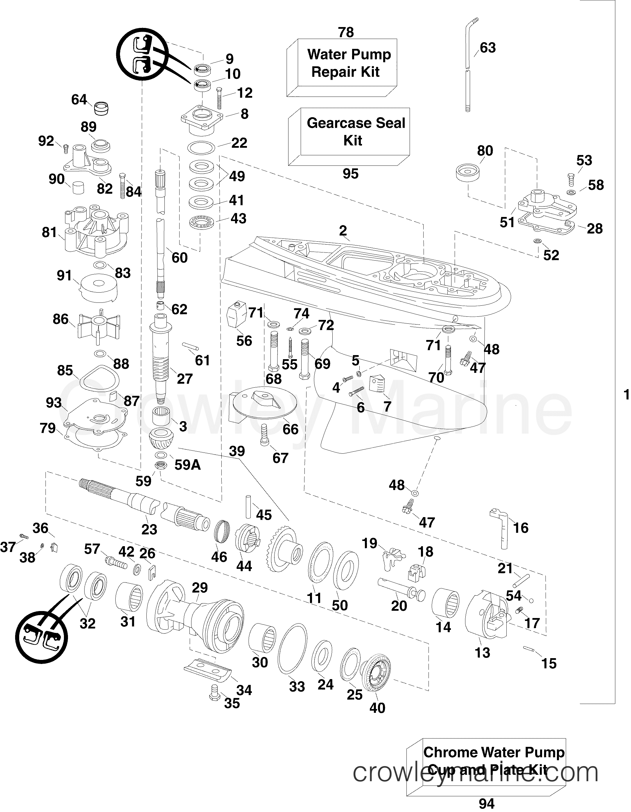 2005 Outboard 175 - J175GLSOB - GEARCASE - PL - SL MODELS