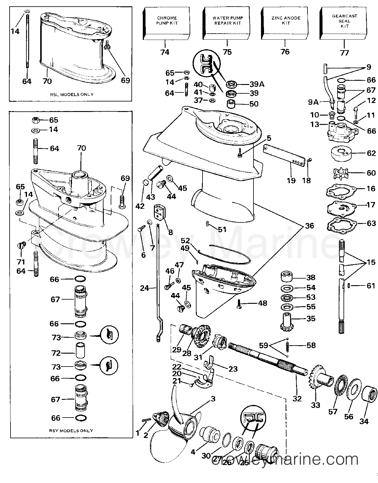 1987 Outboard 25 - J25RWCUR - GEARCASE