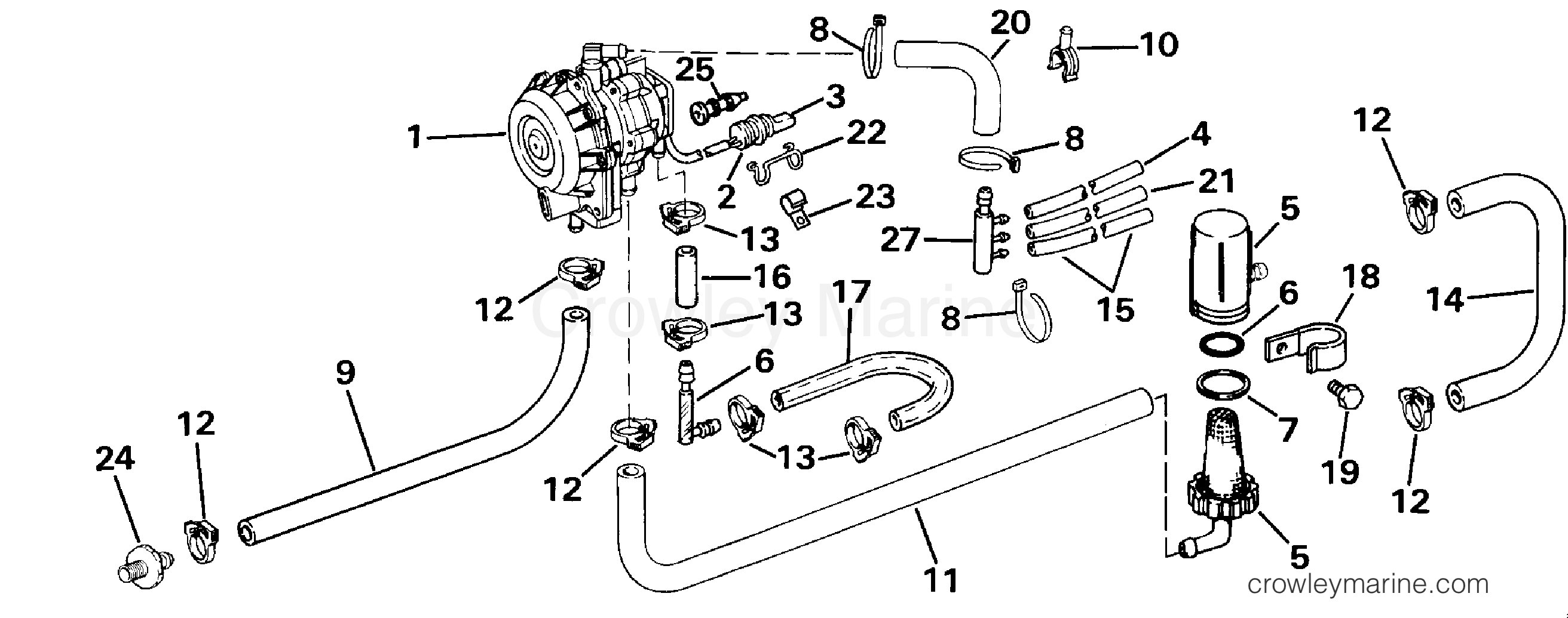 1990 Outboard 45 - J45RCLESR - VRO2 PUMP