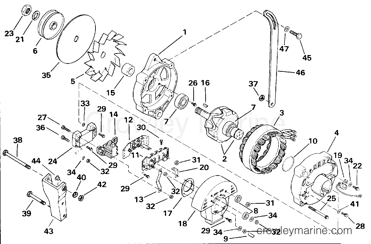 1994 OMC Stern Drive 5.7 - 572ACPMDA - ALTERNATOR