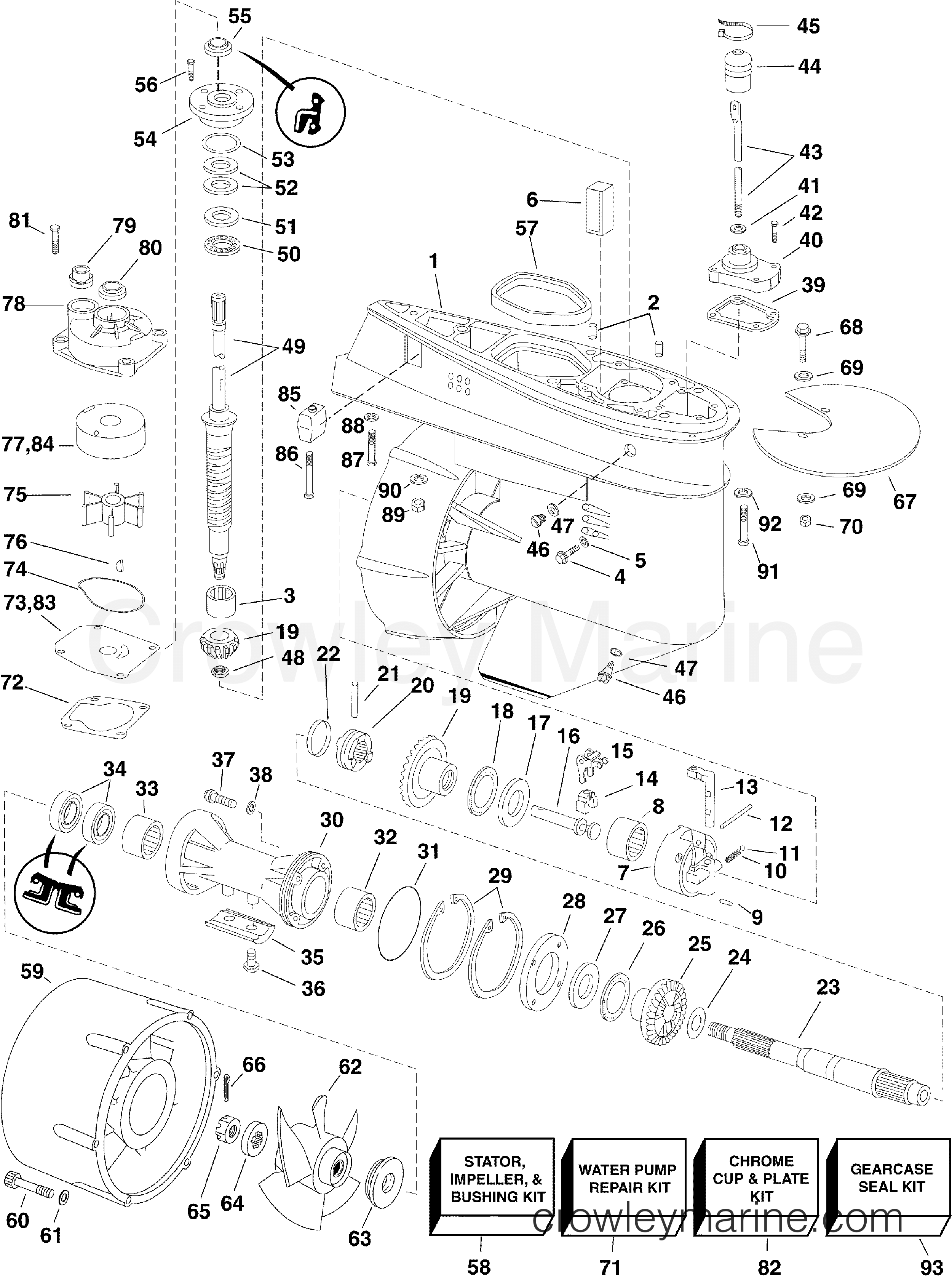 2009 Outboard 55 - E55MJRLSER - GEARCASE