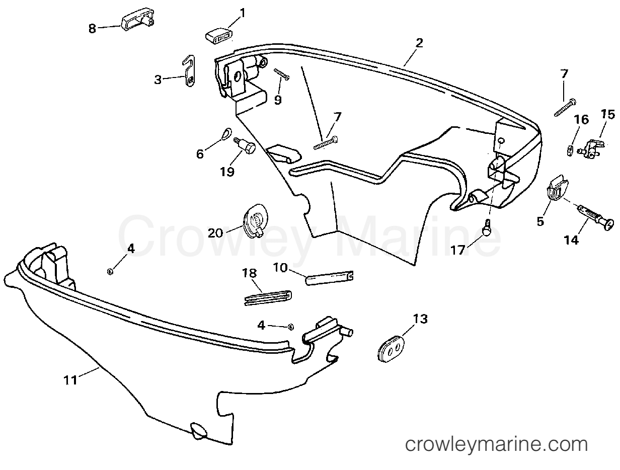 1997 Outboard 6 - BJ5FRBLEUS - LOWER ENGINE COVER