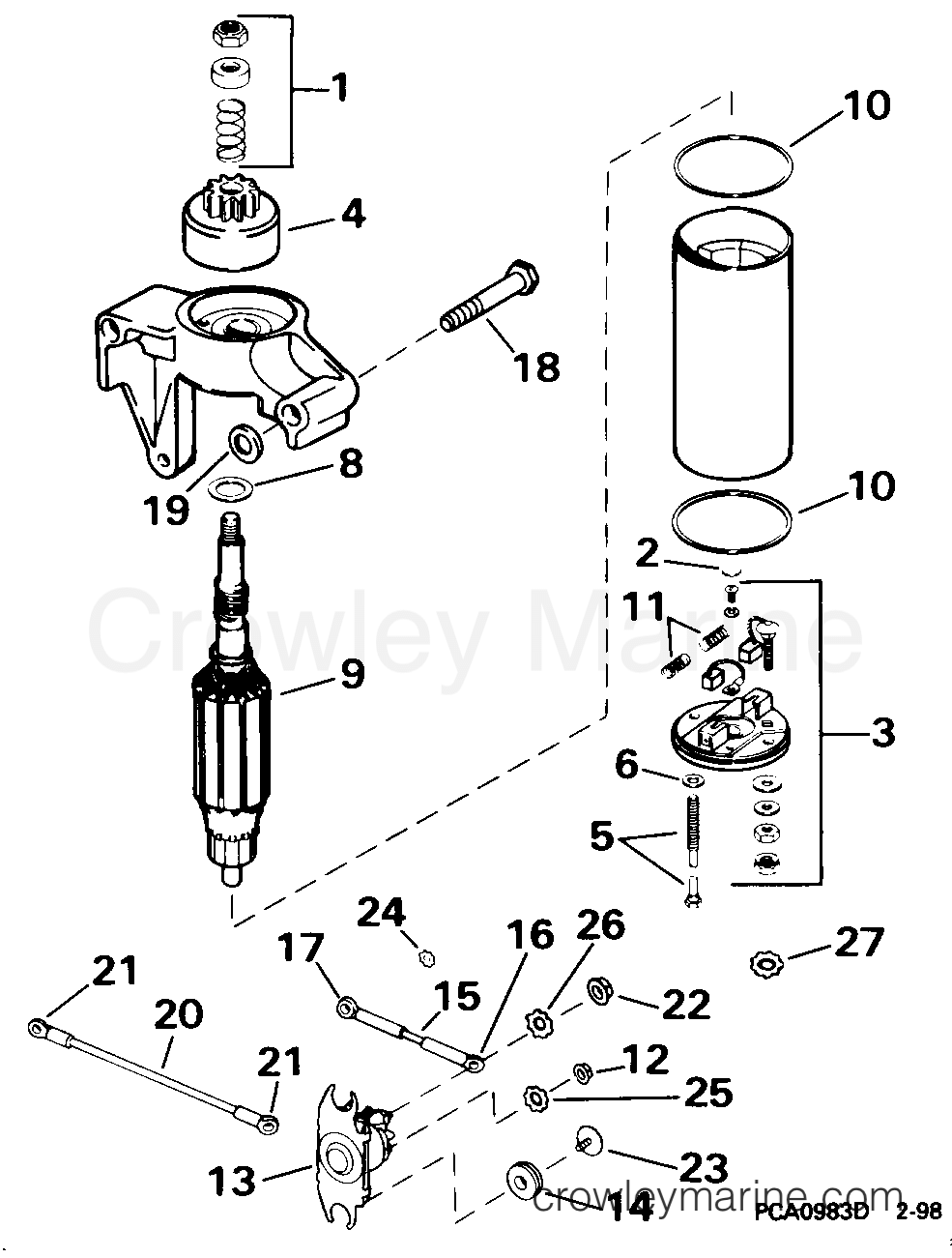 STARTER MOTOR & SOLENOID 1998 Johnson Outboards 9.9 J10RECC Crowley