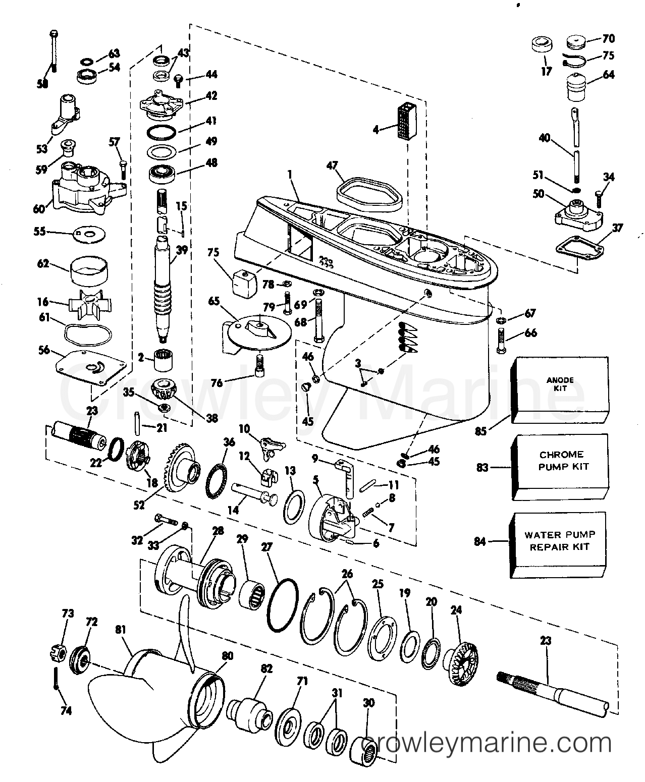 1982 Outboard 60 - J60ECNM - GEARCASE