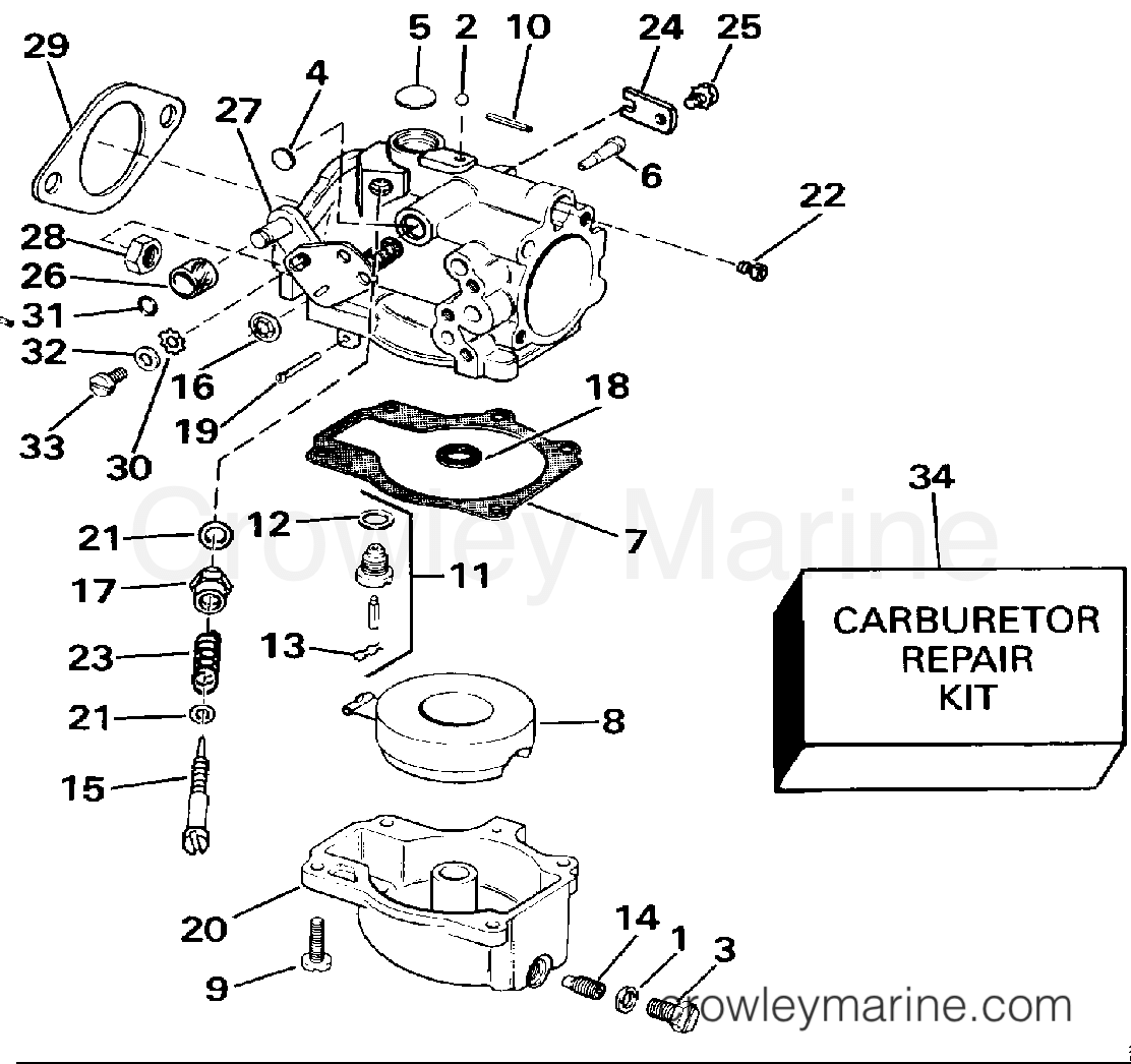 Vro Model CARBURETOR MODELS WITH VRO - 1990 Outboard 65 E65WMLESM | Crowley Marine