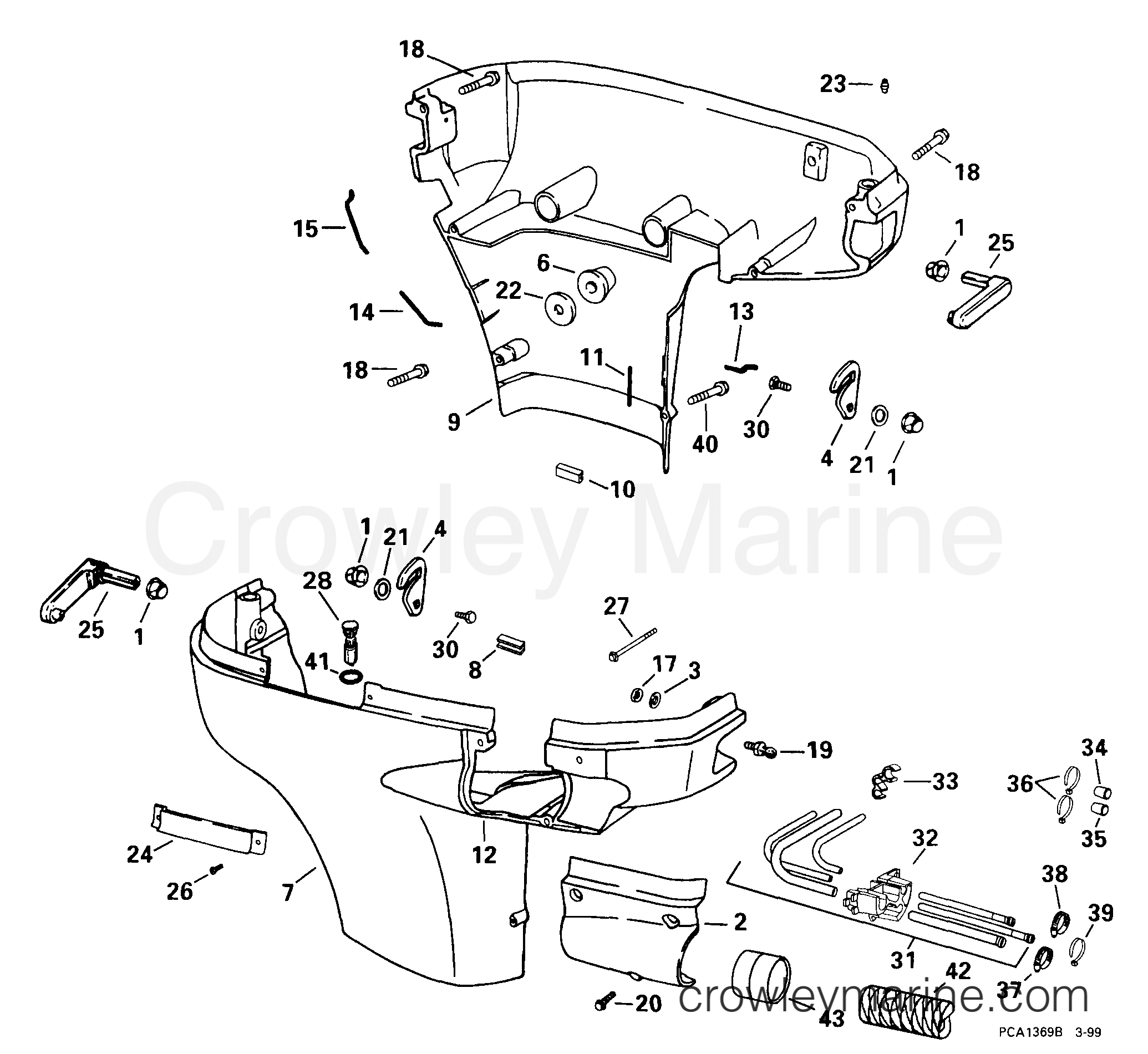 1999 Outboard 150 - E150FCXEEO - LOWER ENGINE COVER
