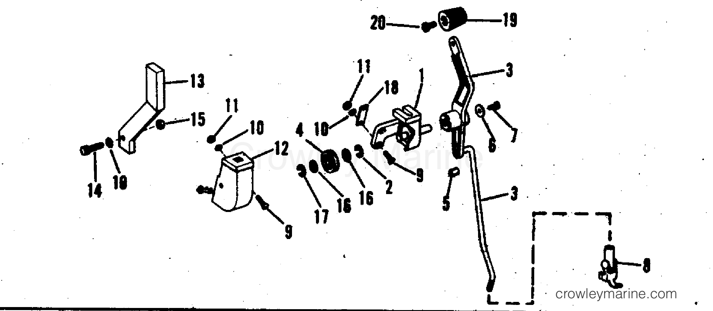 1973 Rigging Accessories - Remote Controls - TOP MOUNT CONTROL KIT 6 HP