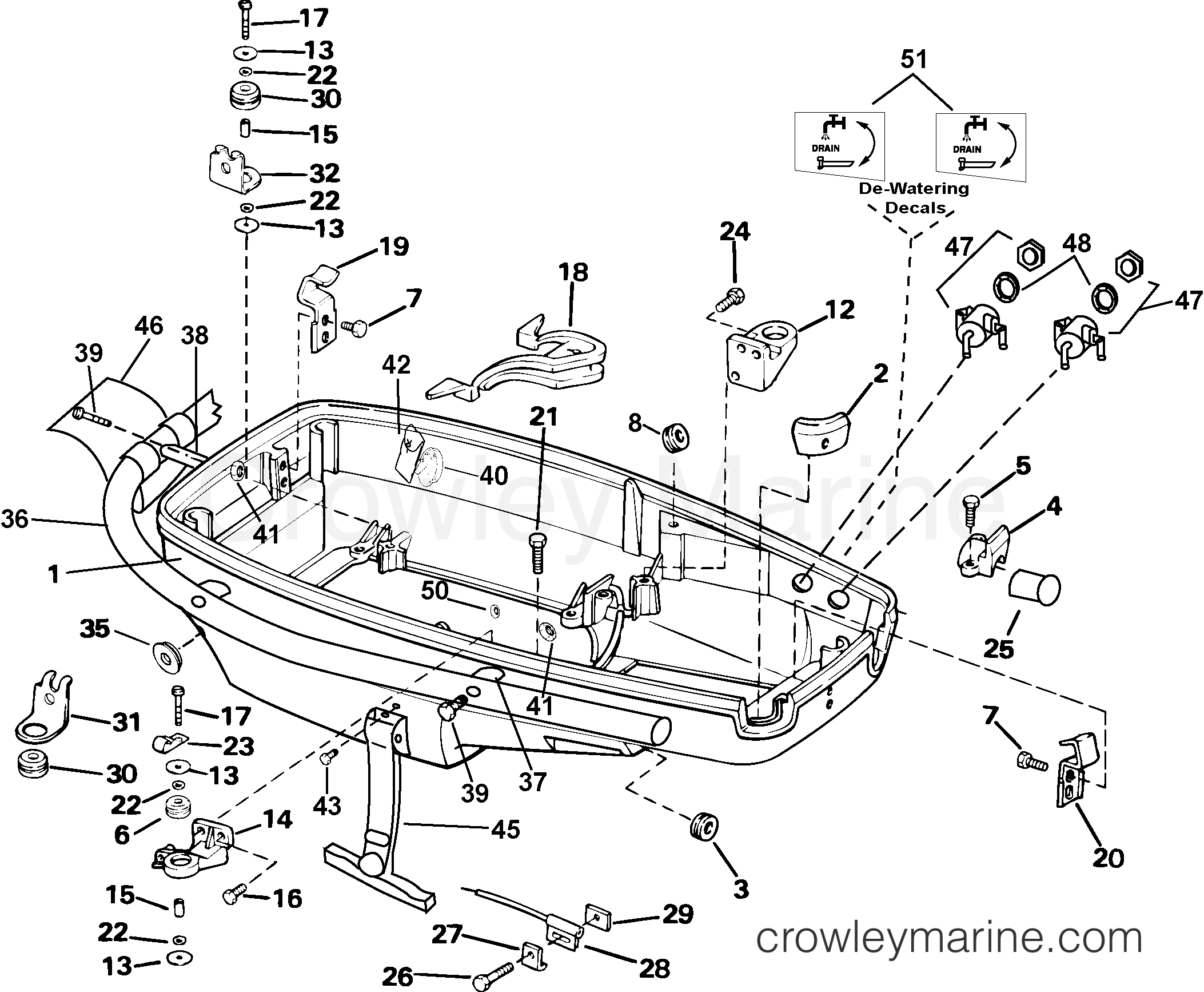 2003 Outboard 55 ML - J55APRL - LOWER ENGINE COVER