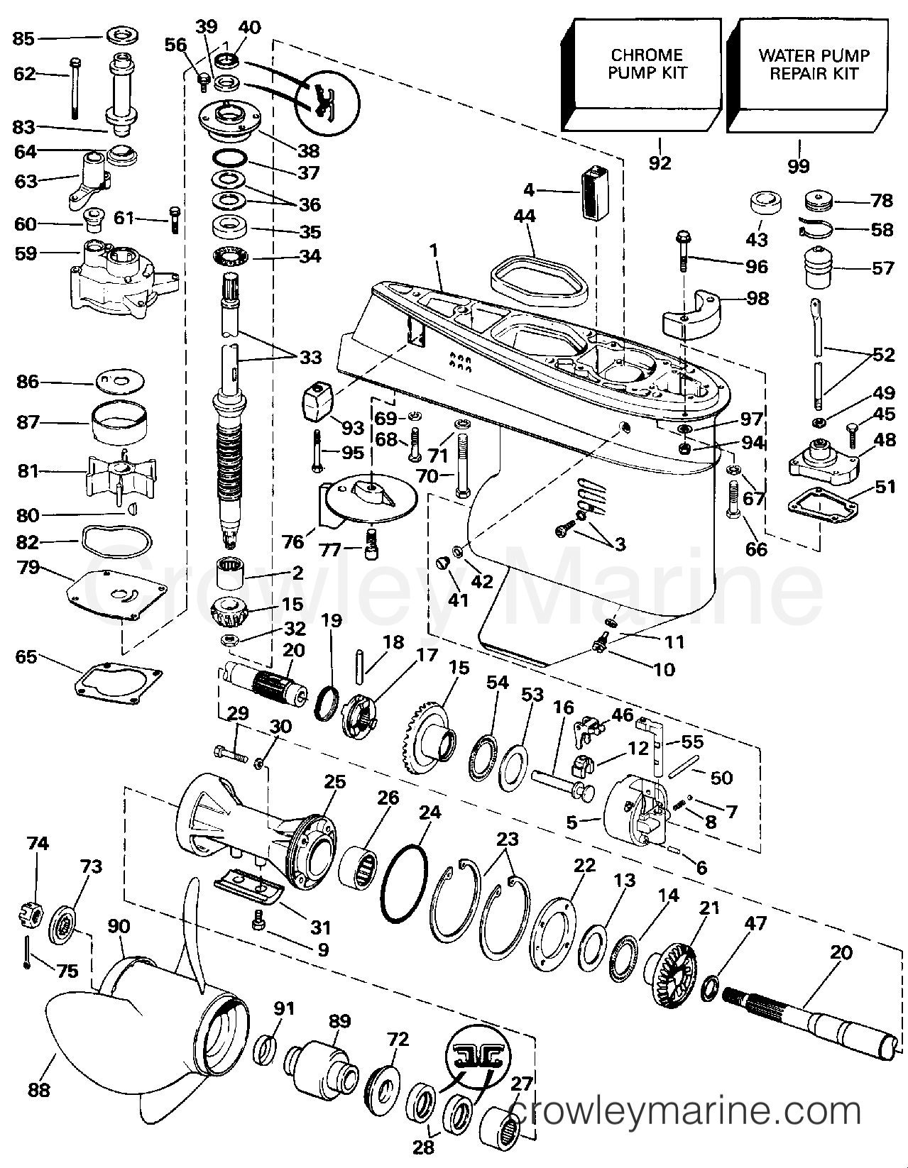 1993 Outboard 45 - J45RCLETB - GEARCASE