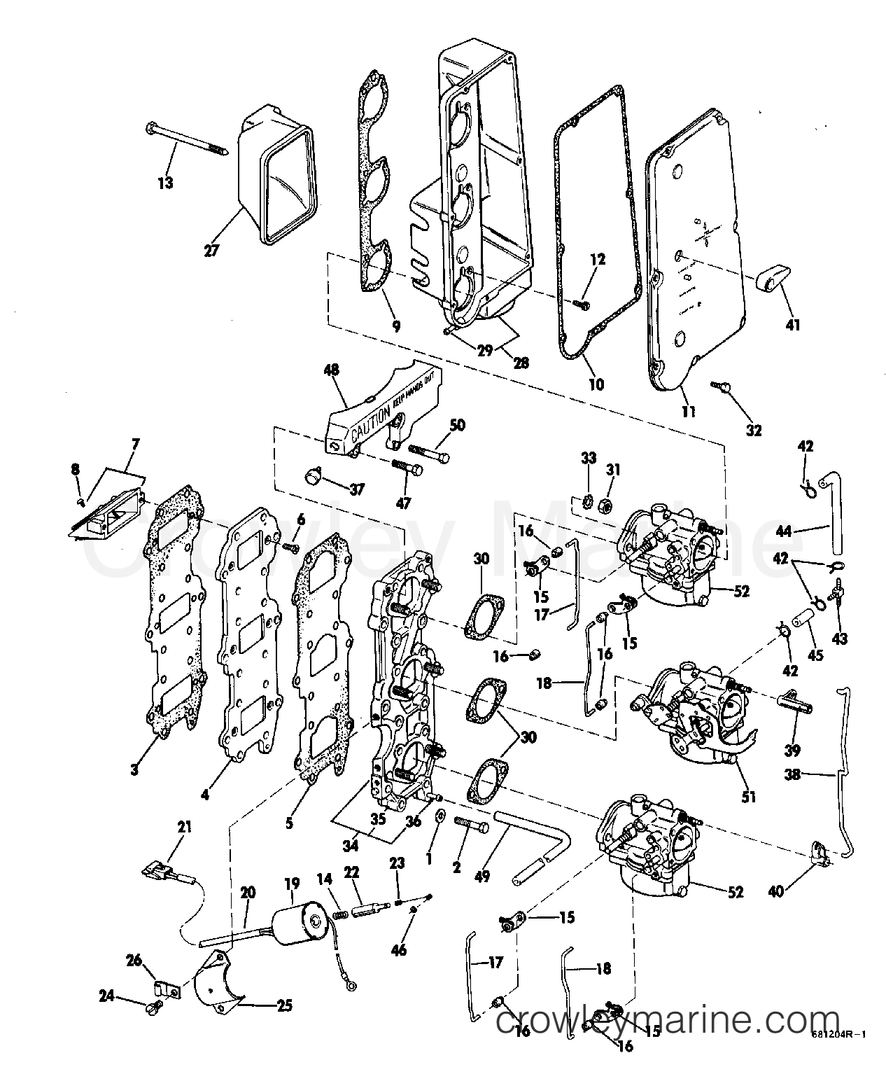 1969 Johnson Outboards 55 - 55ES69A INTAKE MANIFOLD AND CARBURETOR GROUP section