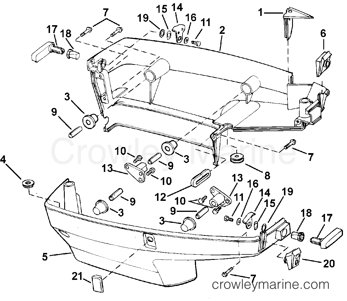 2003 Outboard 40 - J40RSTD - LOWER ENGINE COVER