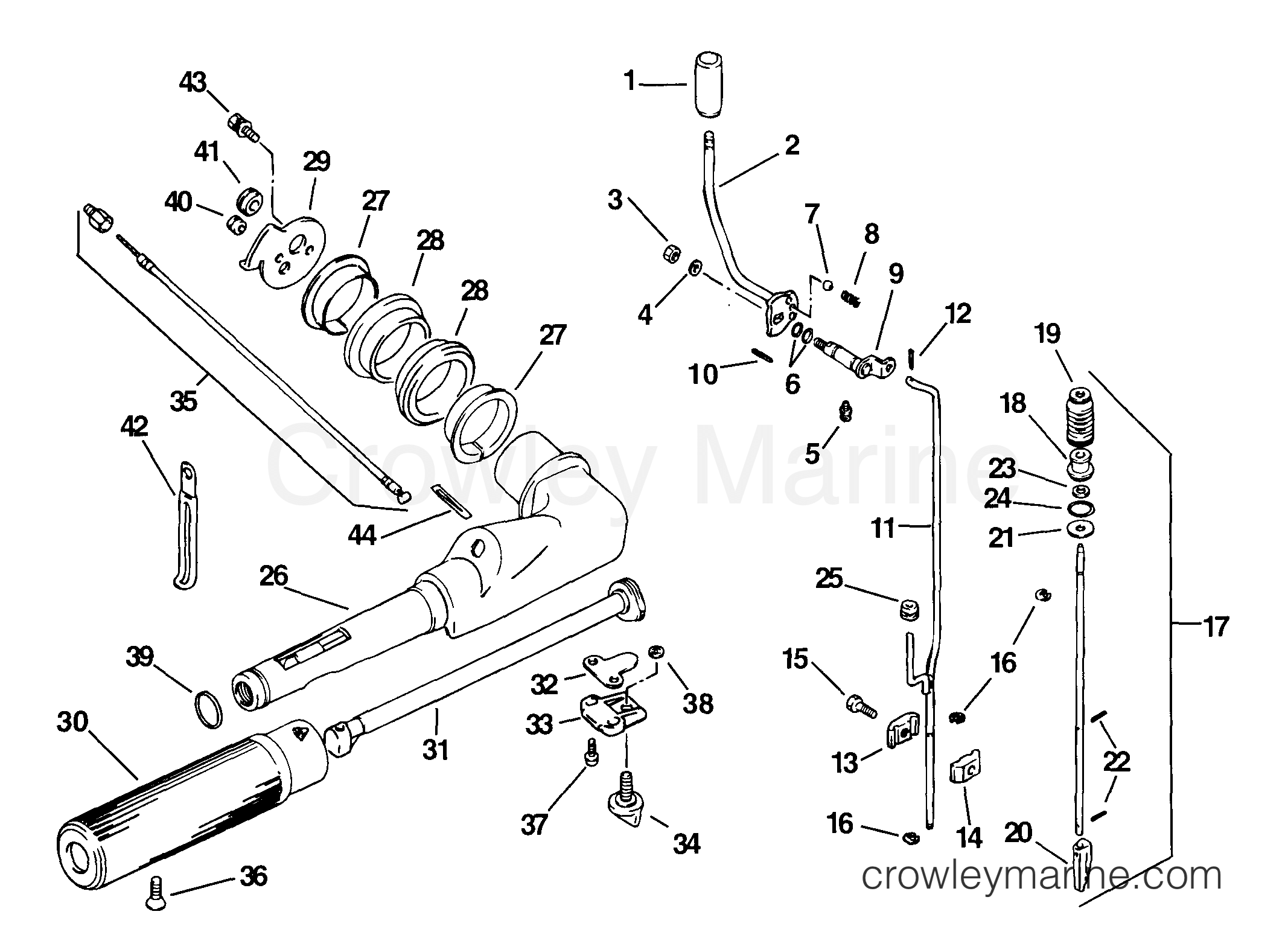 1999 Outboard 5 - J5REEC - SHIFT & TILLER HANDLE