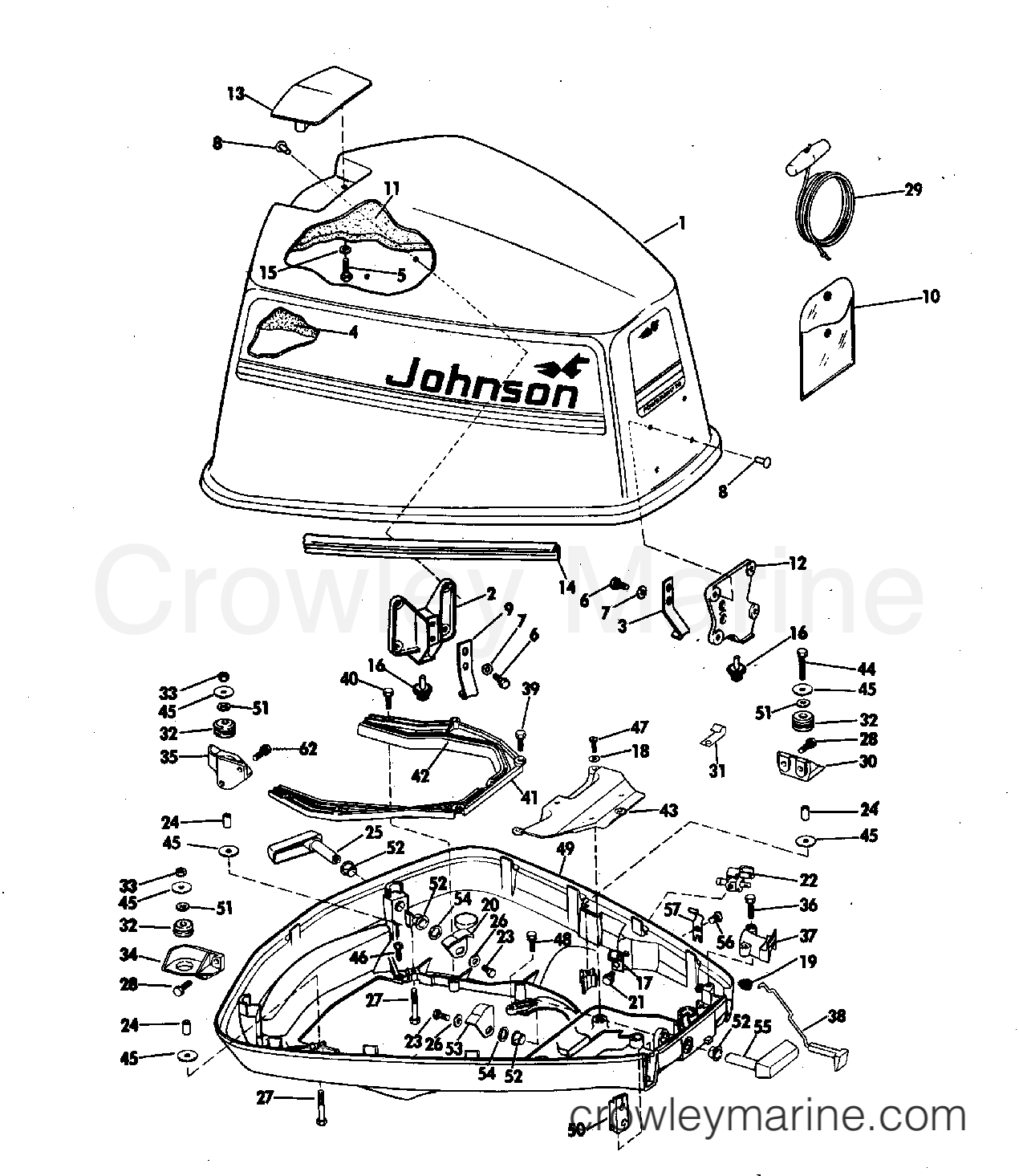 MOTOR COVER - 1974 Johnson Outboards 85 85ESL74B | Crowley Marine