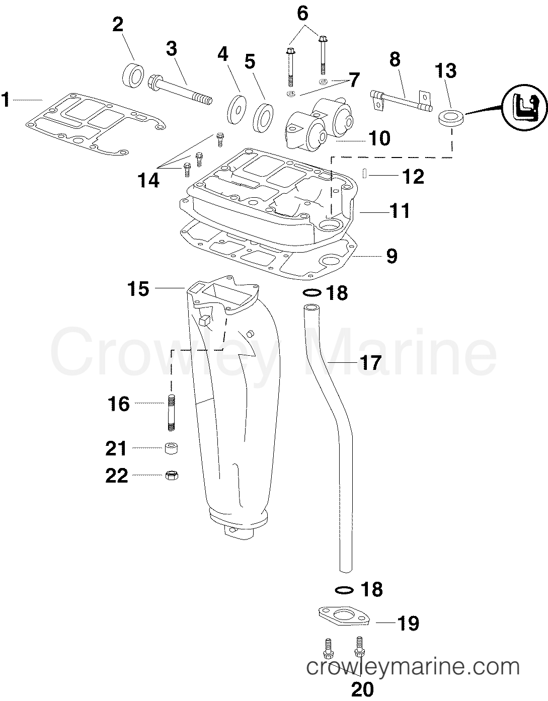 2004 Outboard 40 - E40DRLSRC - EXHAUST ADAPTER & INNER HOUSING