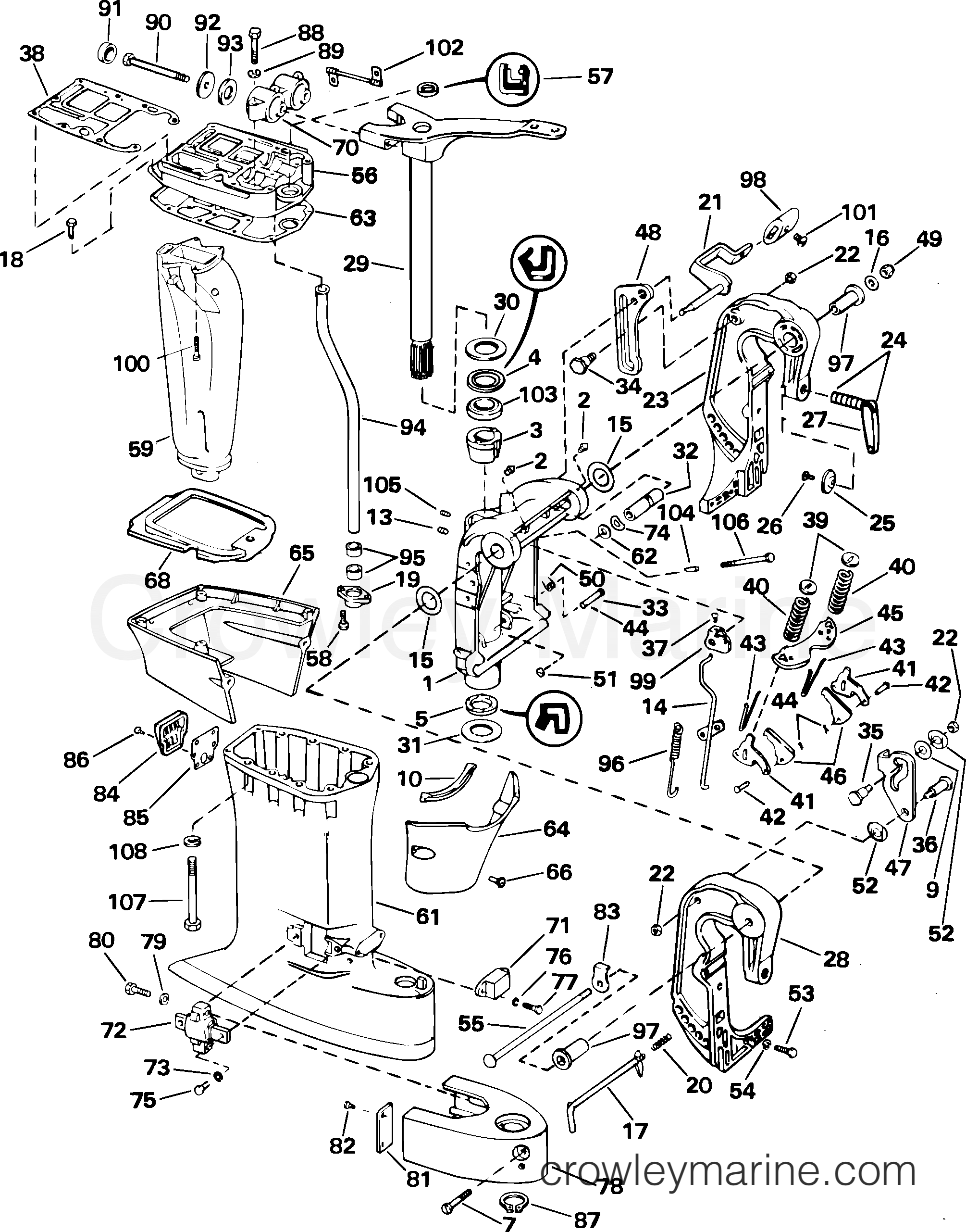 2003 Outboard 55 COMMERCIAL - J55WRLSTM - MIDSECTION