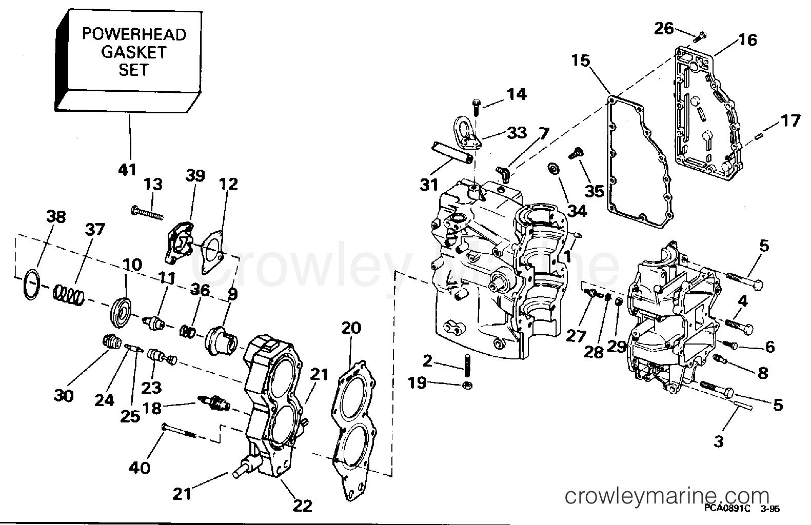 1995 Outboard 40 - E40TLEOD - CYLINDER & CRANKCASE