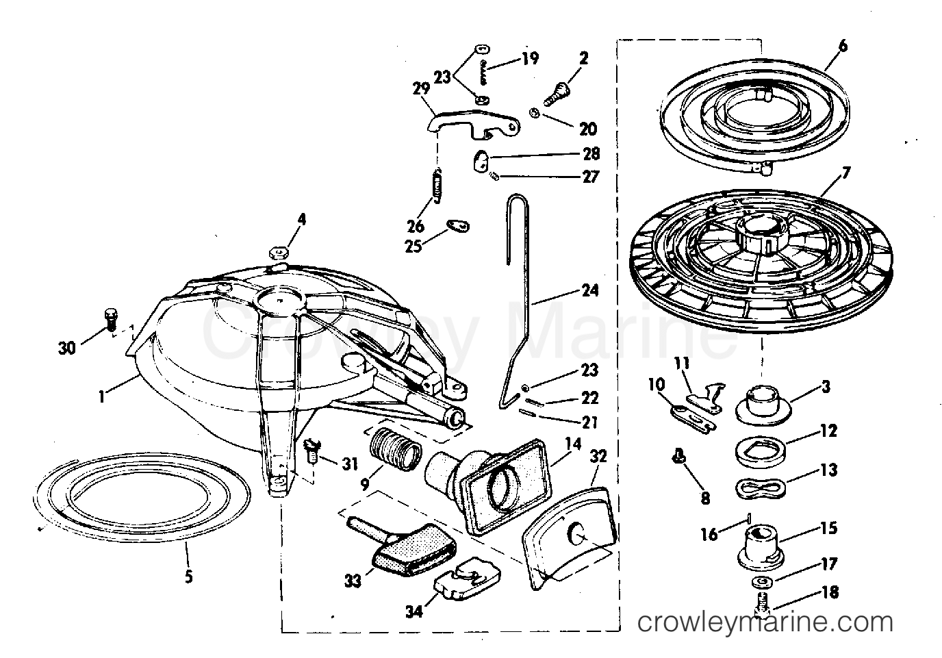 1972 Outboard 40 - 40253E - REWIND STARTER