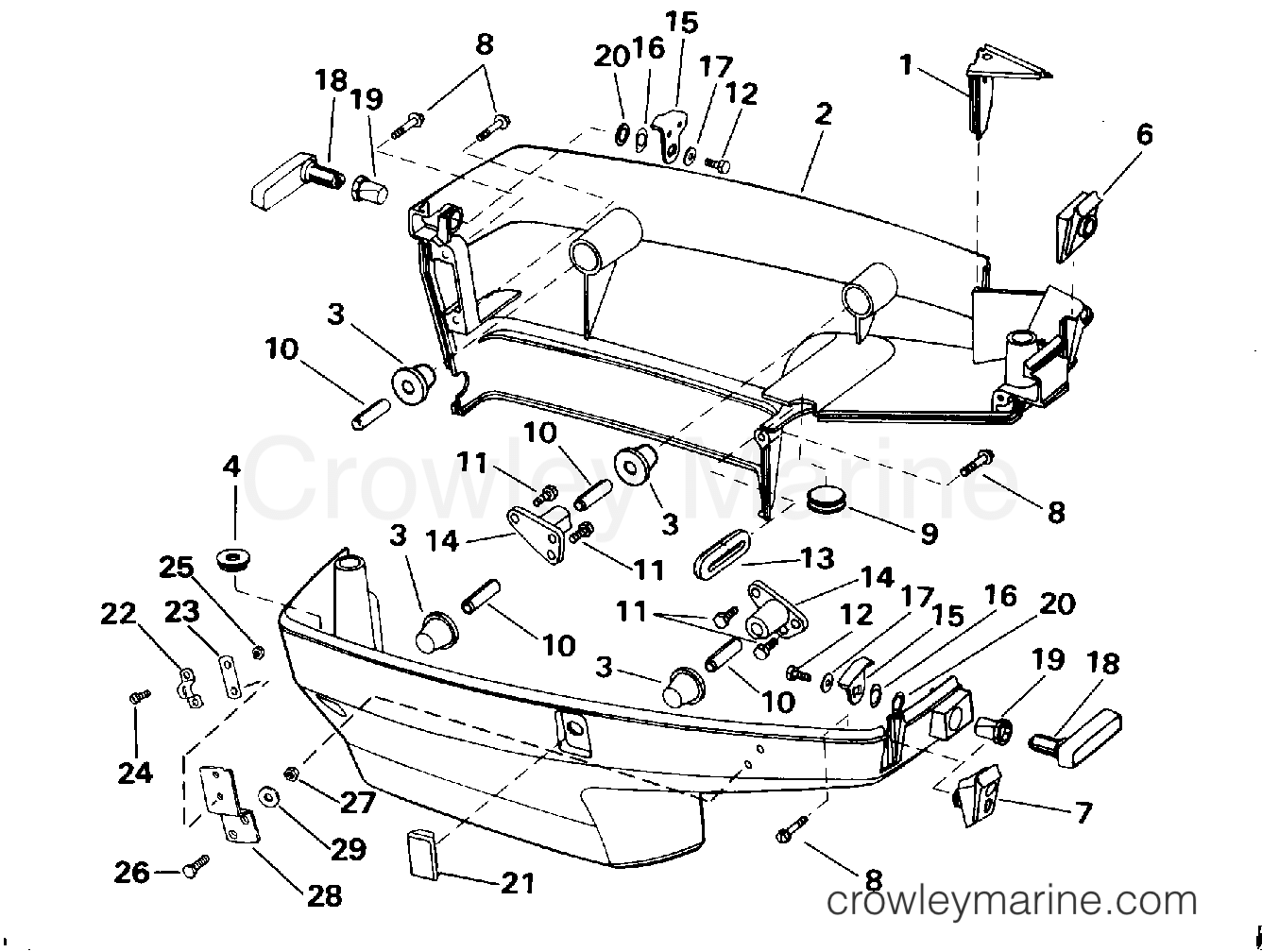 1995 Outboard 28 - E40JREOS - LOWER ENGINE COVER