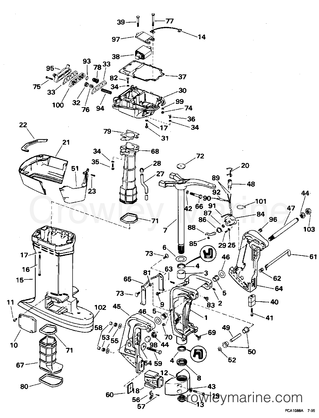 1996 Outboard 88 - J88TSLEDR - MIDSECTION