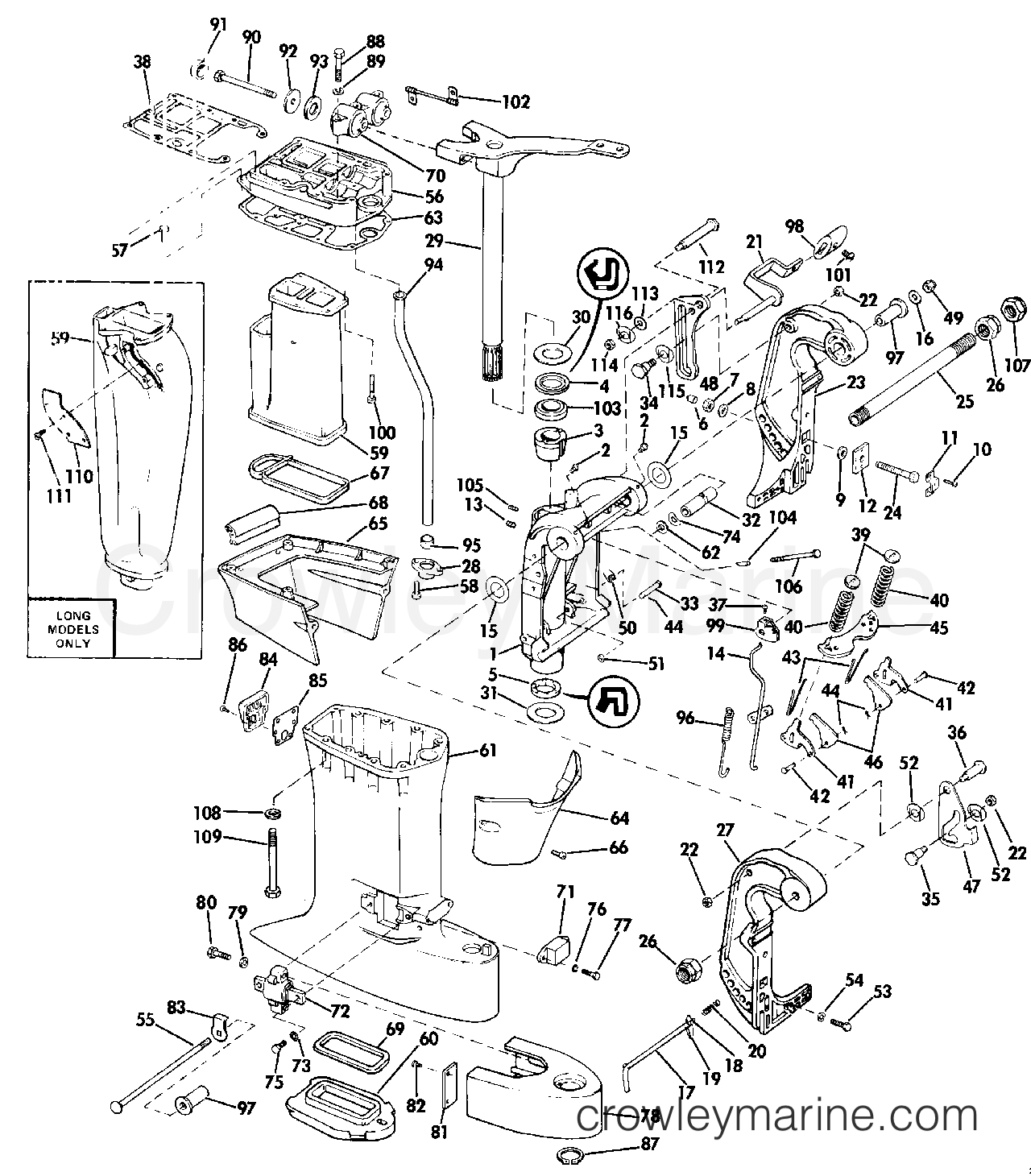 1984 Outboard 50 - E50BECRM - MIDSECTION
