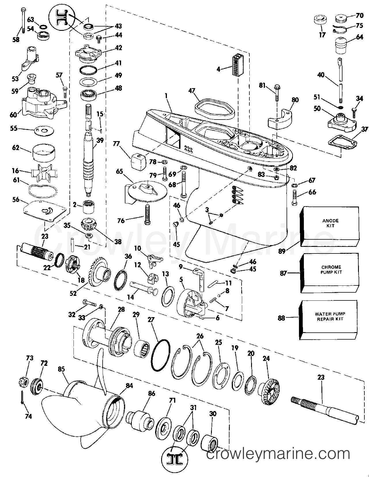 1984 Outboard 50 - J50BECRM - GEARCASE