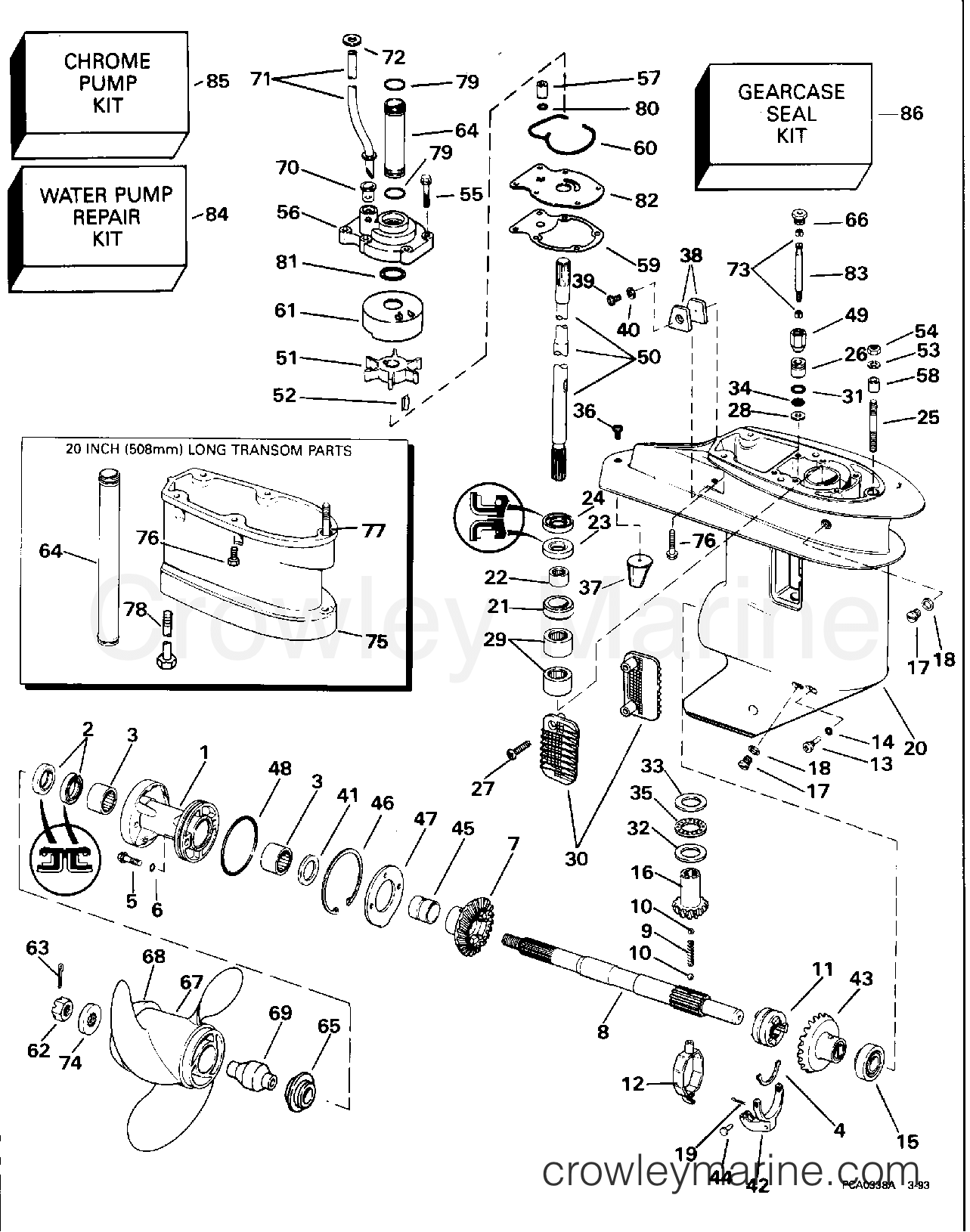1995 Outboard 25 - J25TEEOR - GEARCASE