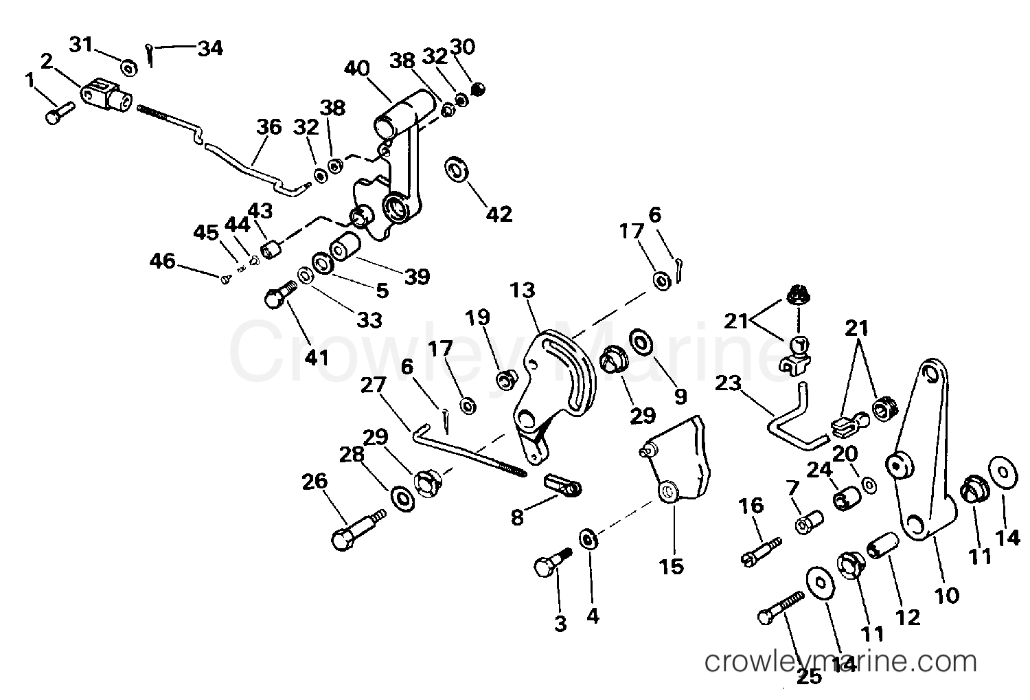 1993 Outboard 70 - J70TTLETS - SHIFT & THROTTLE LINKAGE