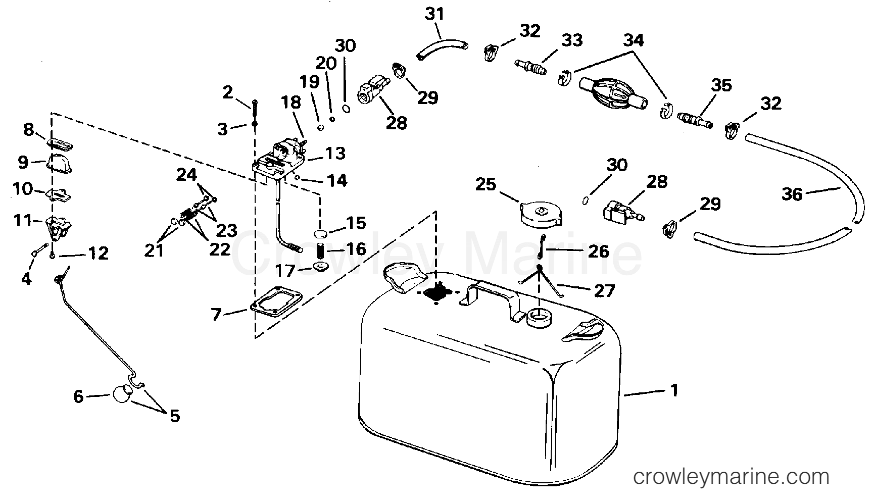 FUEL TANK 1995 Johnson Outboards 70 J70TLEOR Crowley Marine